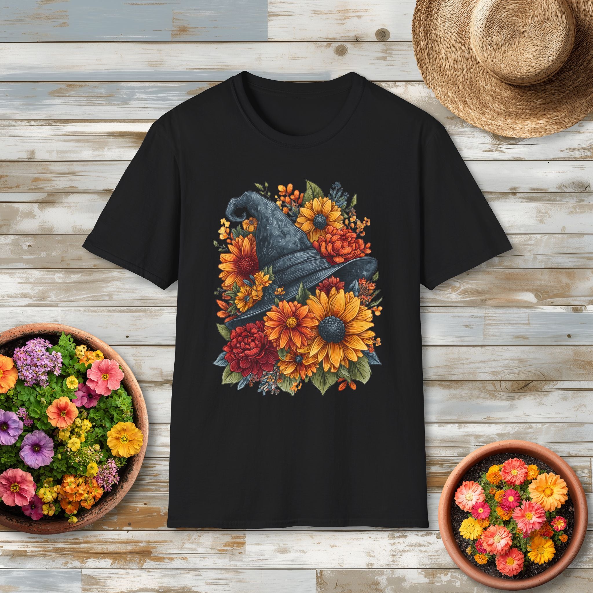 Autumn Floral Witches Hat T-Shirt