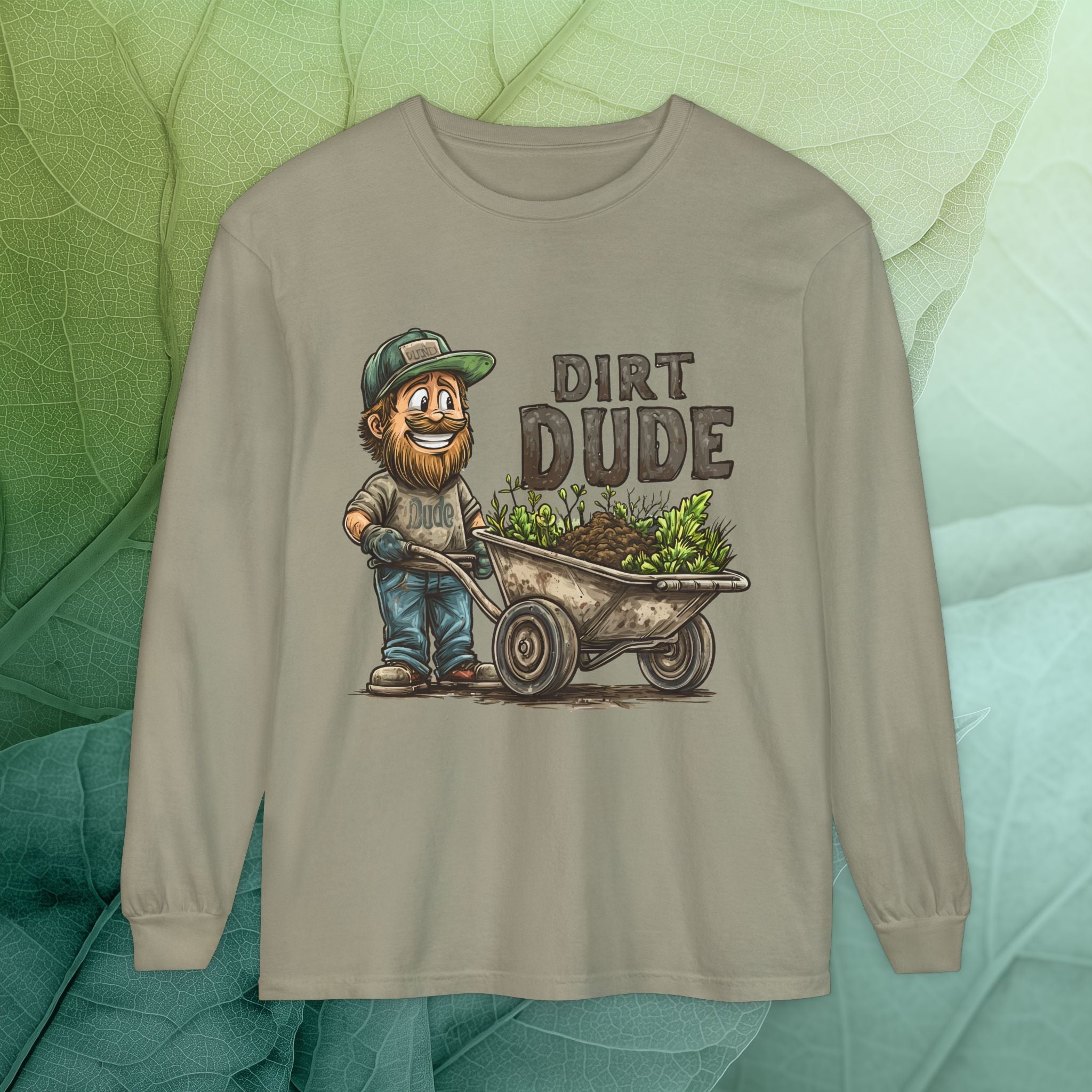 Dirt Dude with Wheelbarrow Long Sleeve Tee