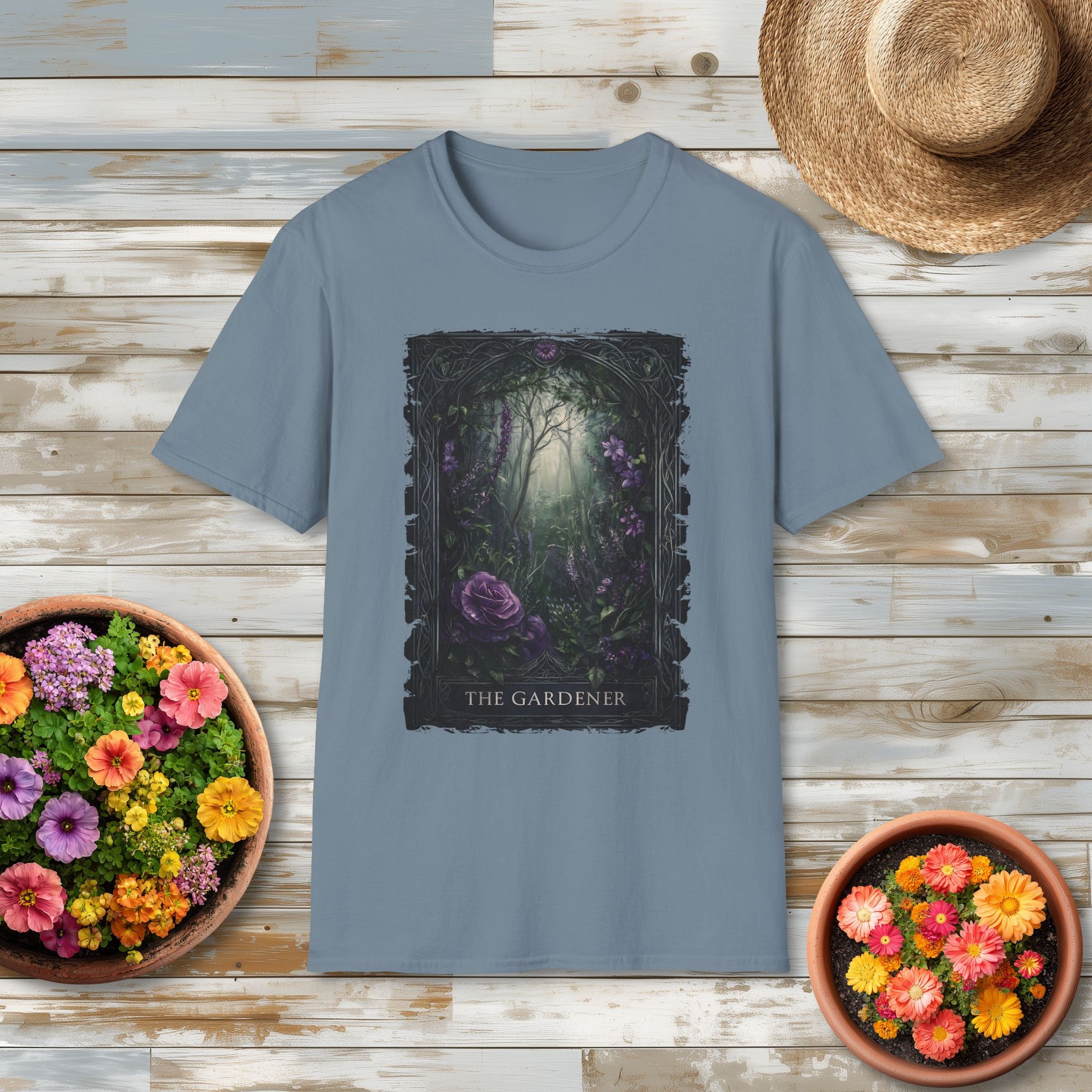 Moody Floral Gothic Gardener Tarot Card T-Shirt