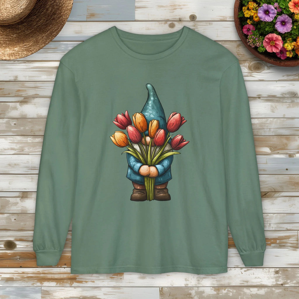 Bashful Gnome Shirt – Tulip Garden Long Sleeve Tee