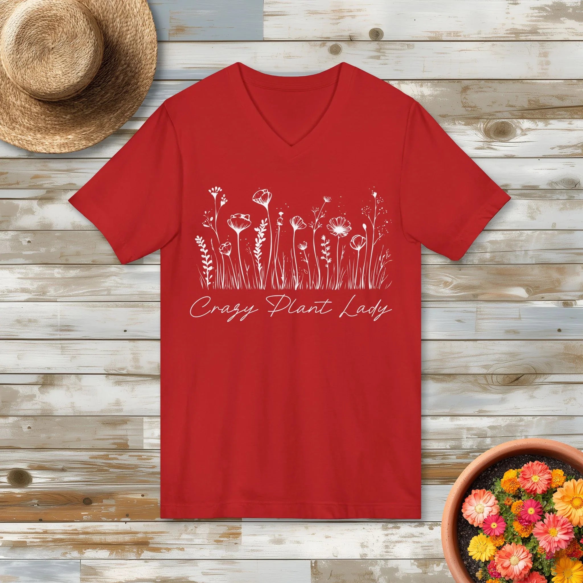 Wildflower Crazy Plant Lady V-Neck T-Shirt