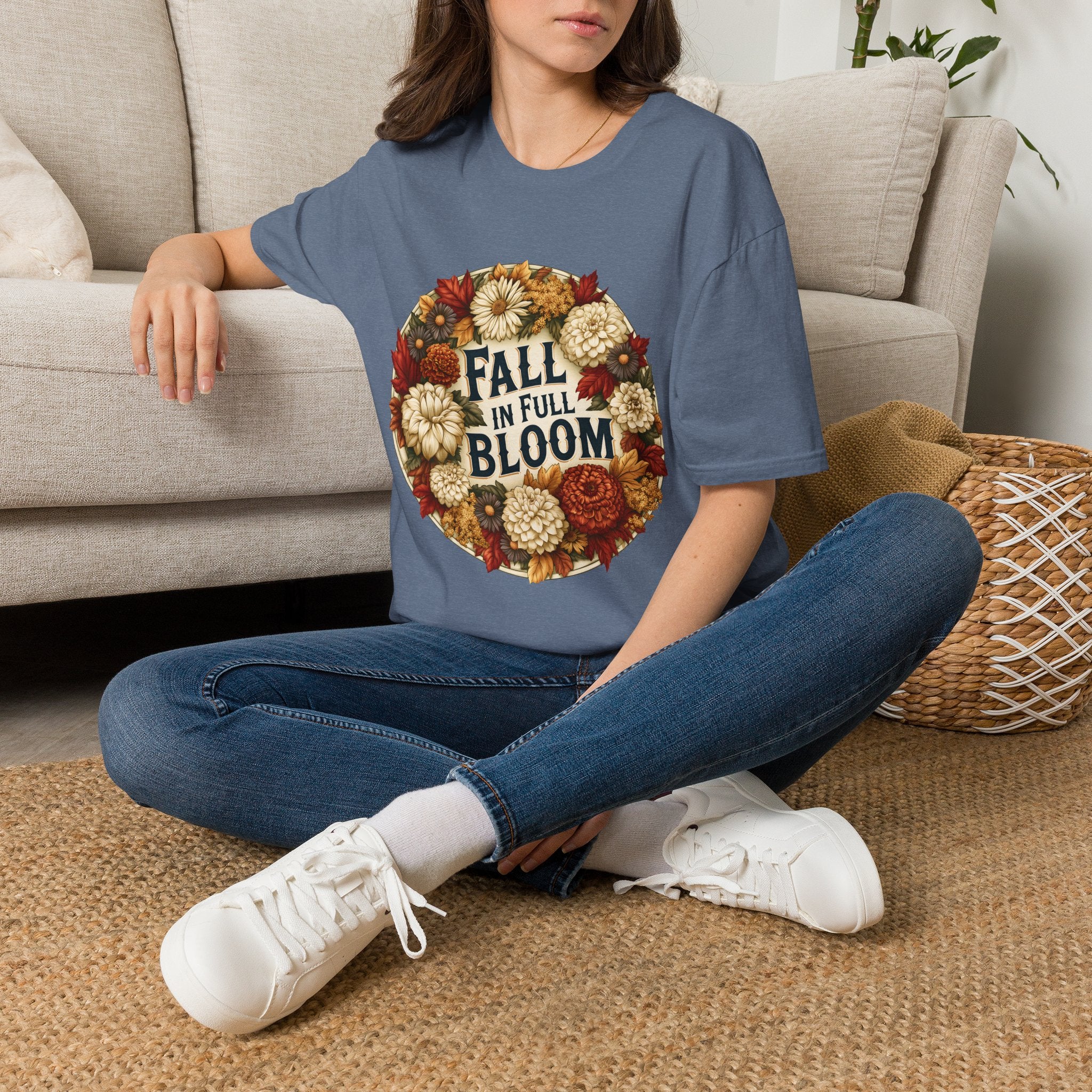 Fall in Full Bloom Floral T-Shirt – Colorful Autumn Garden Tee