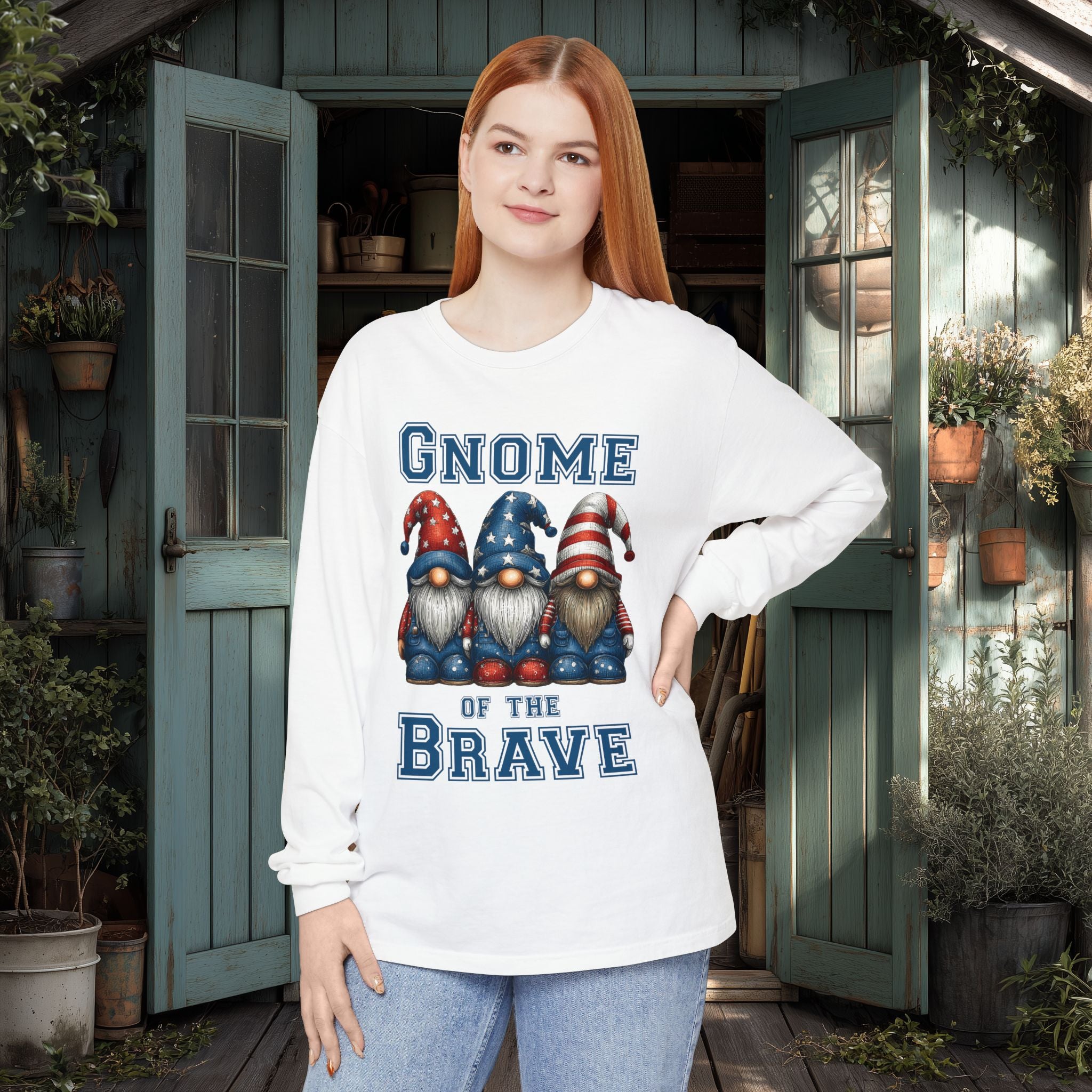 Gnome of the Brave Patriotic Long Sleeve Tee