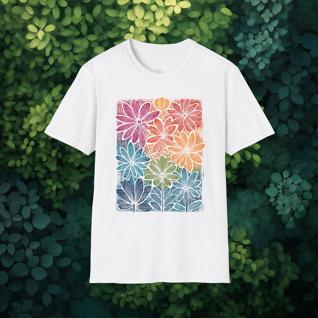 Retro 80's Rainbow Floral Collage T-Shirt