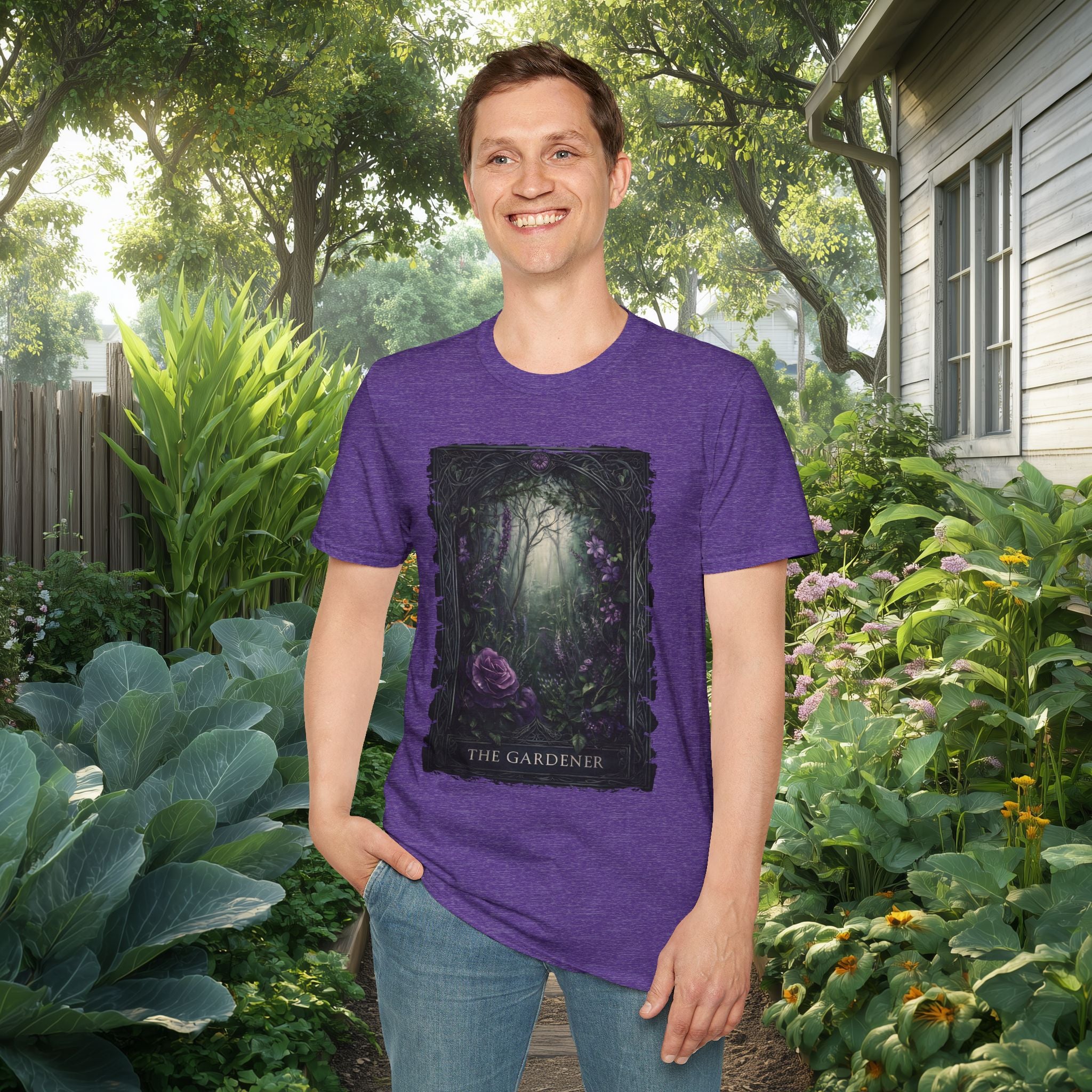 Moody Floral Gothic Gardener Tarot Card T-Shirt