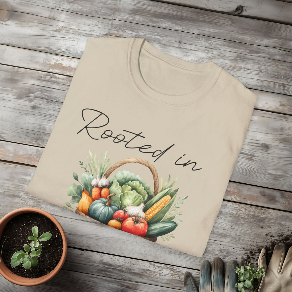 Rooted in Goodness T-Shirt for Gardeners, Nature Lovers, Yoga Enthusiasts