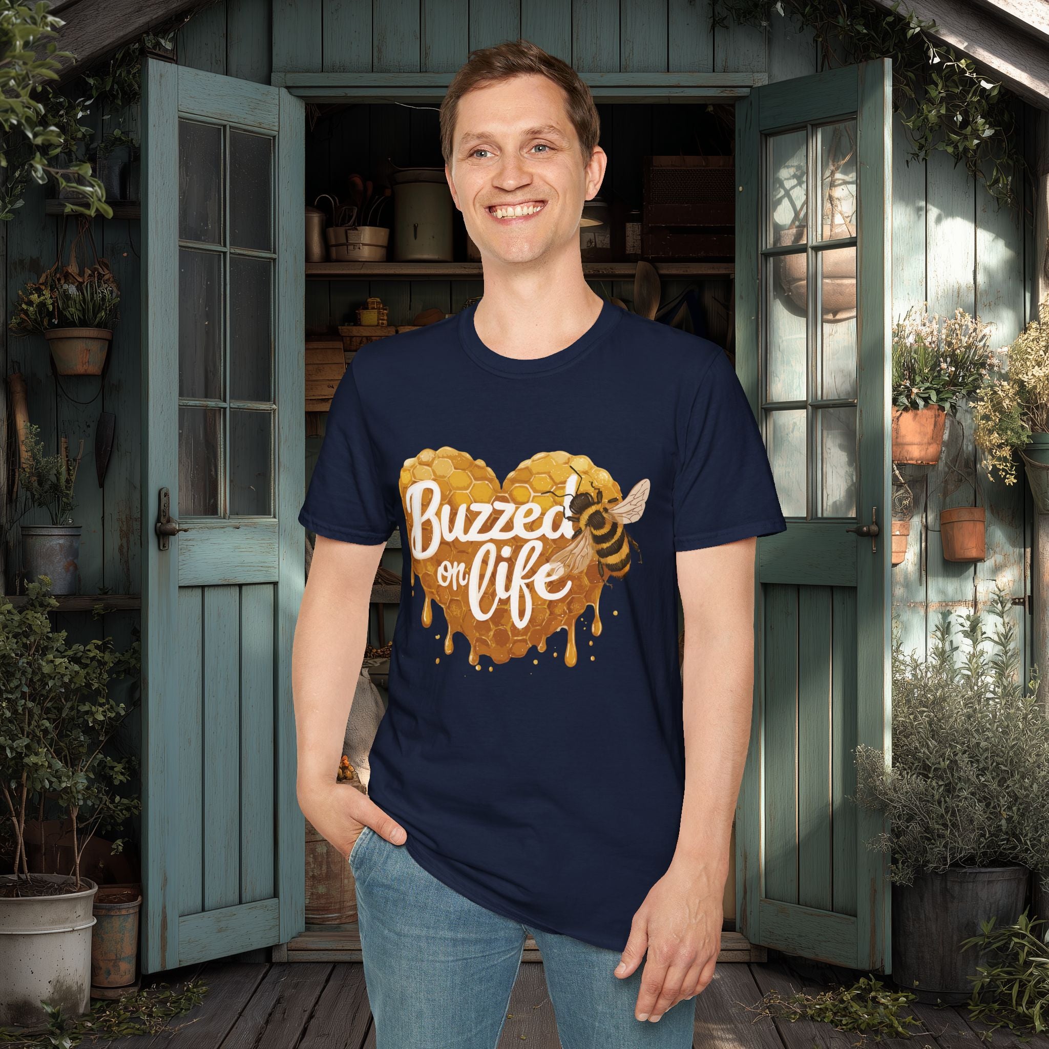 Buzzed on Life T-Shirt for Bee Lovers, Gardeners, Nature Lovers