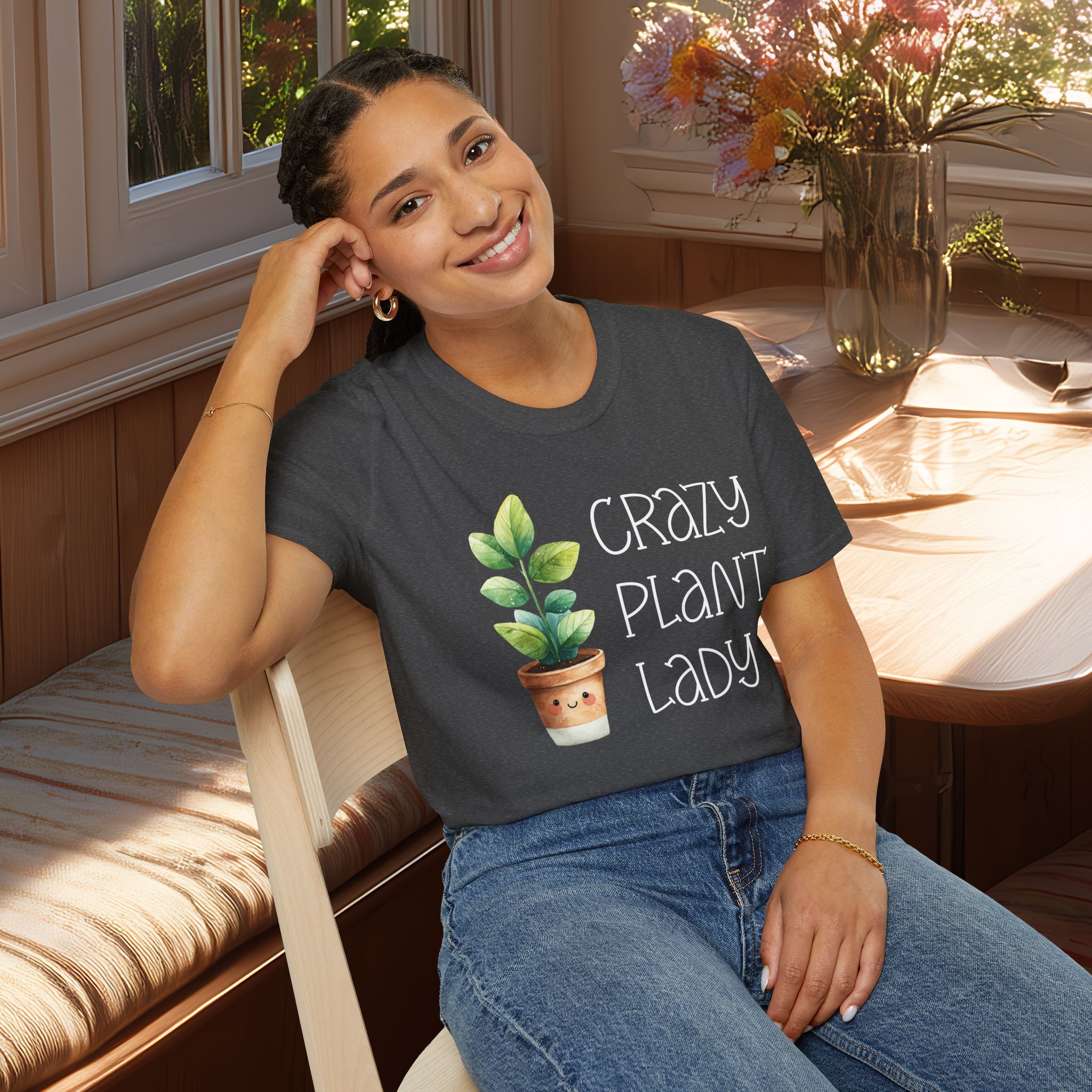 Crazy Plant Lady, Cartoon Houseplant T-Shirt