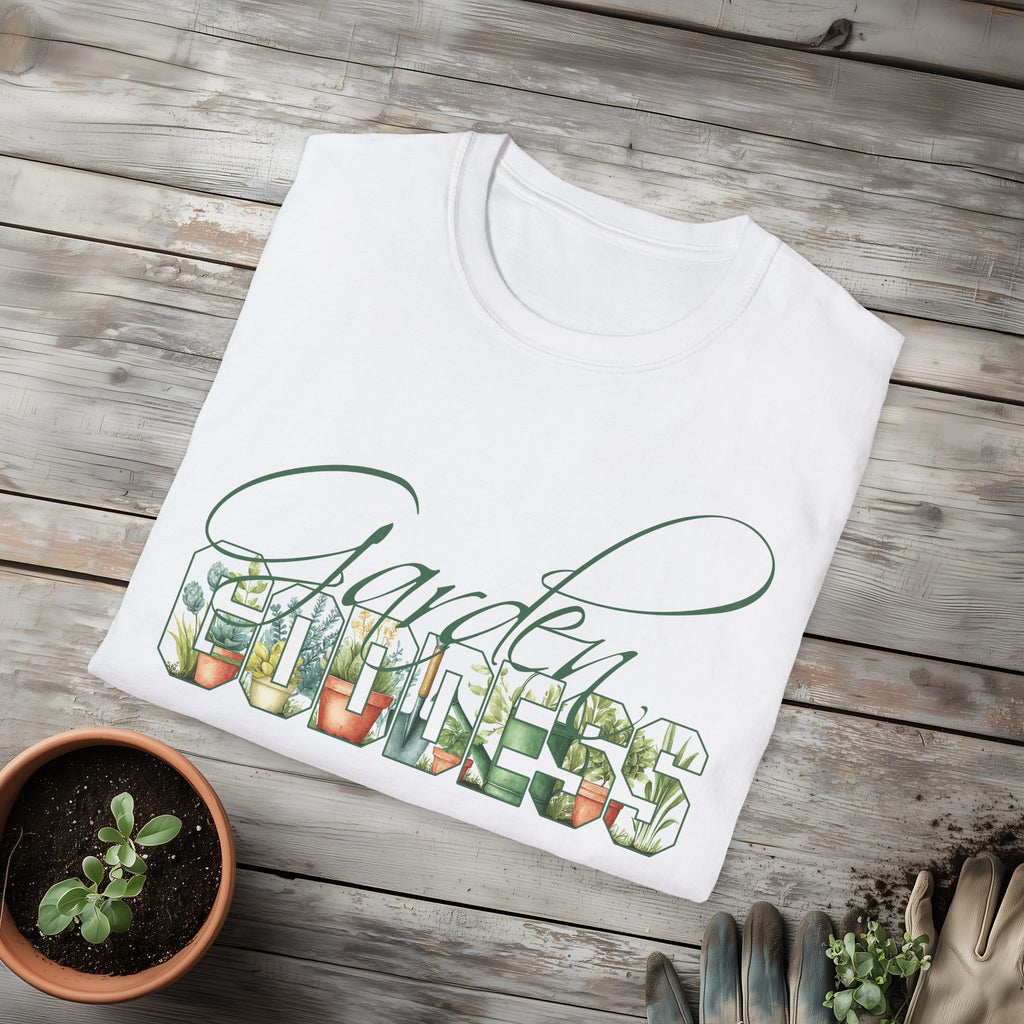 Artistic Garden Goddess T-Shirt for Plant Lovers and Gardeners
