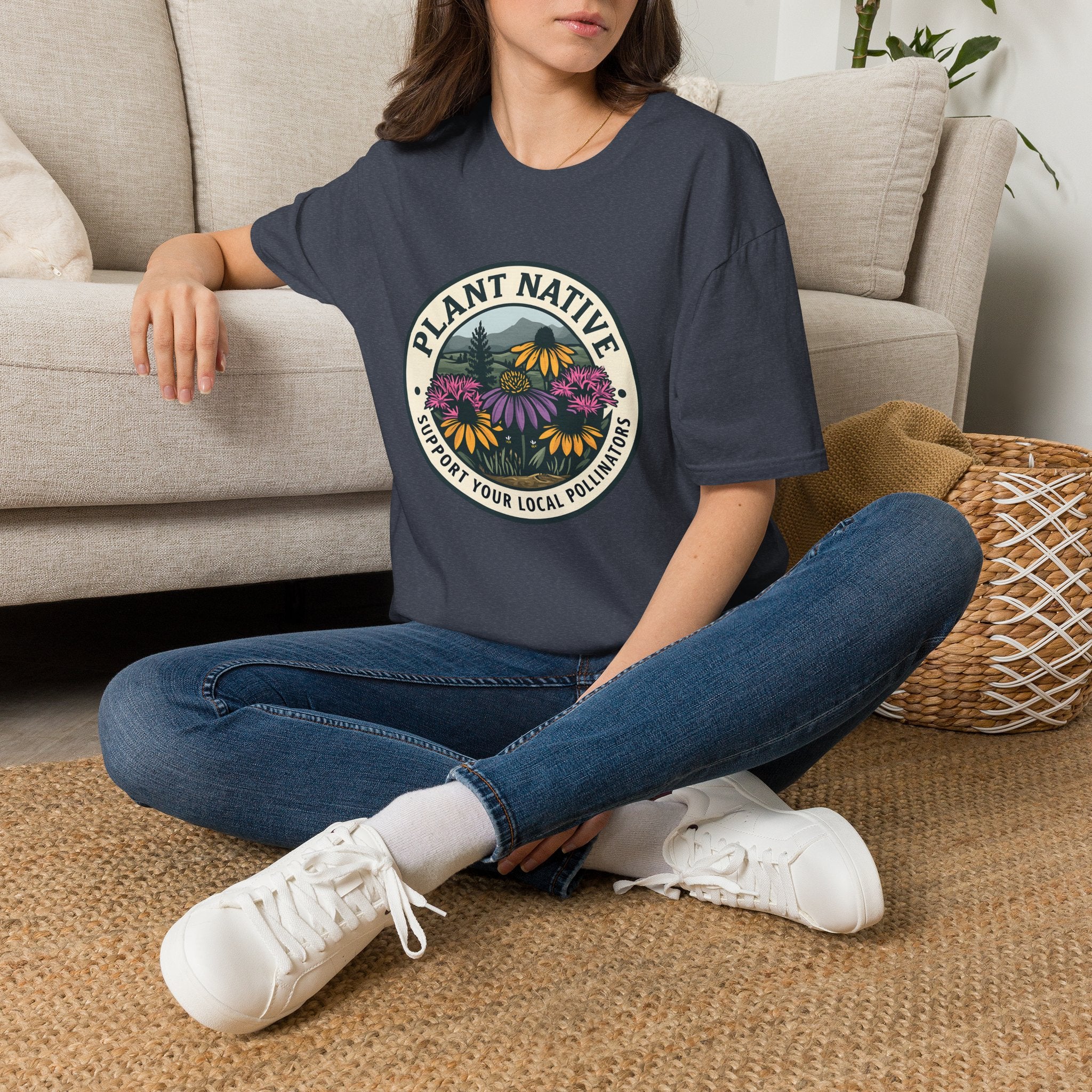 Plant Native Pollinator Garden Wildflower Emblem T-Shirt