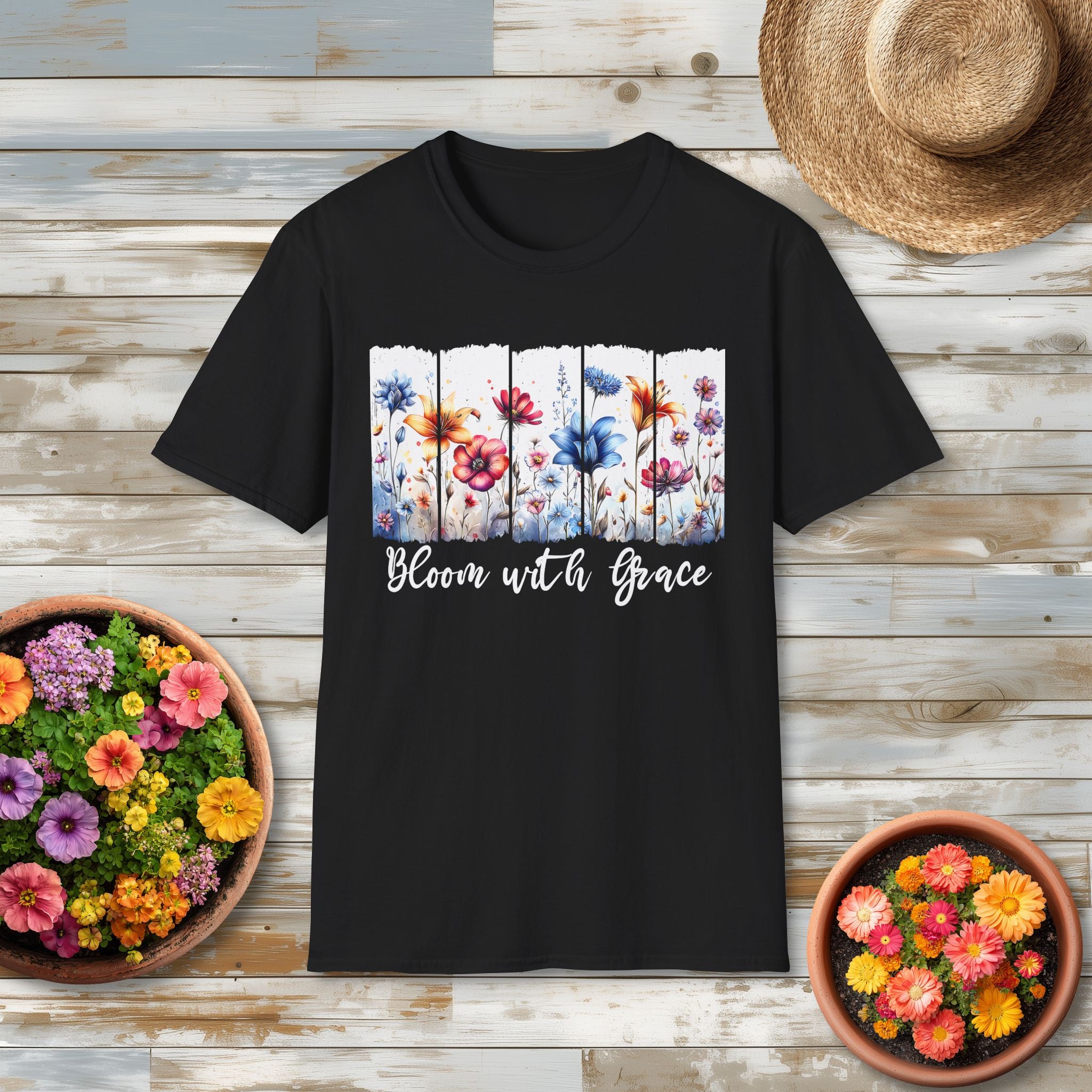Bloom with Grace  Floral T-shirt for Nature and Flower Lovers