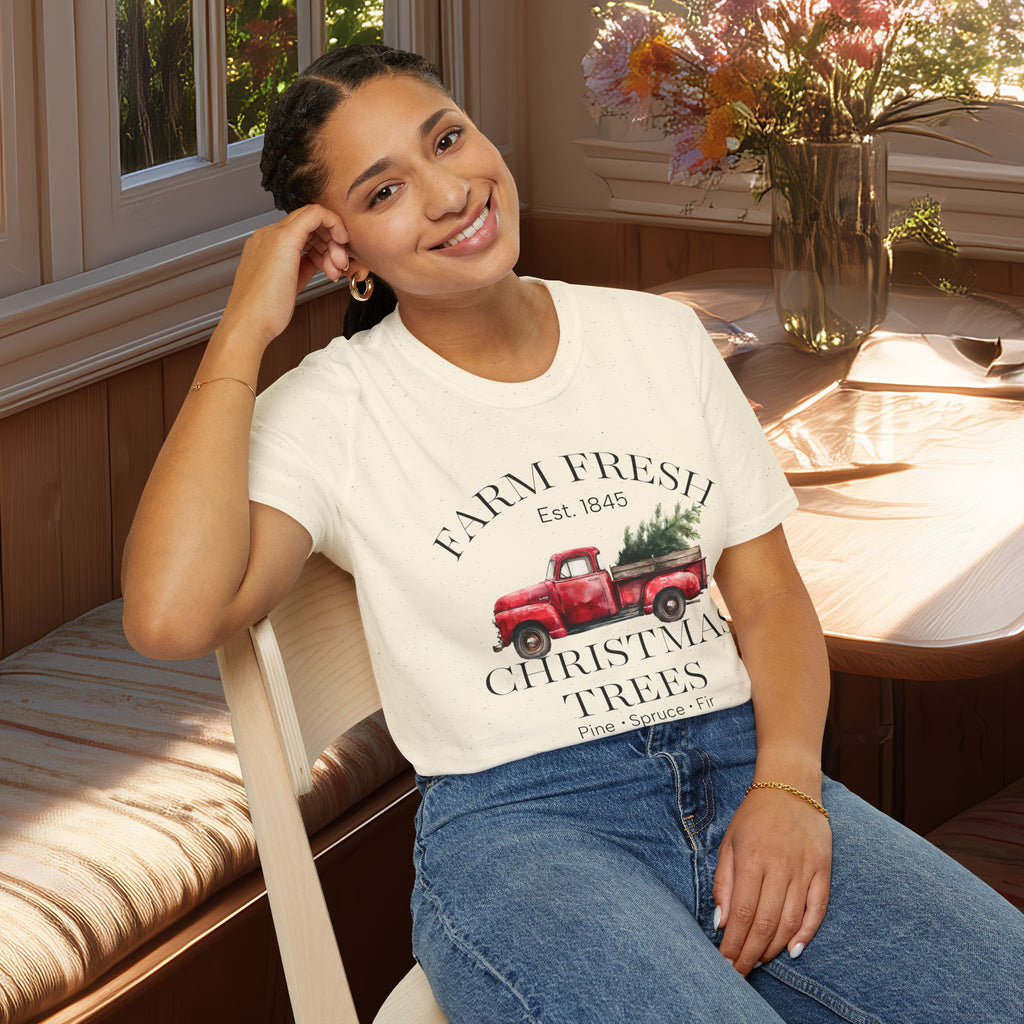 Farm Fresh Christmas Trees Tee with Vintage Farm Style