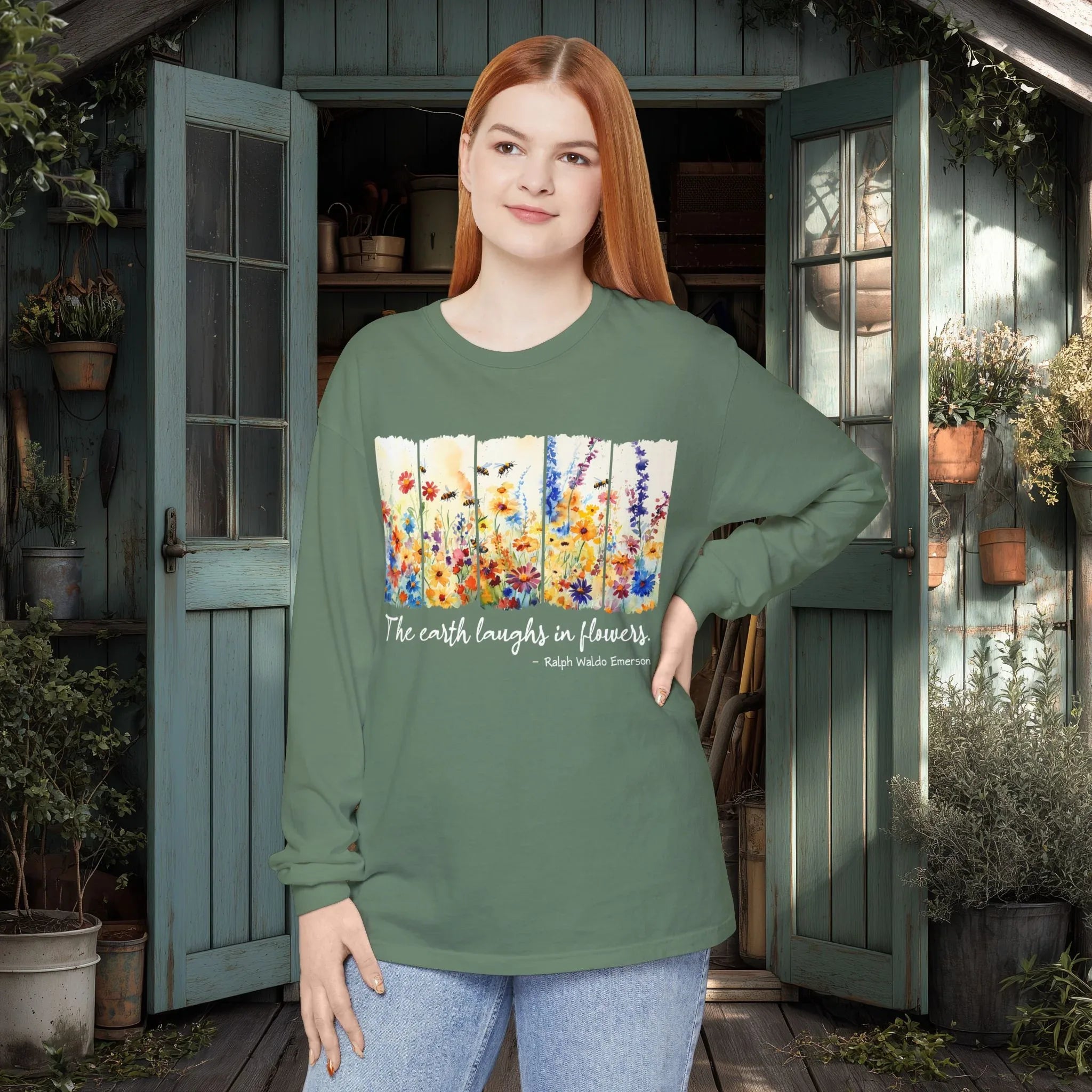 Earth Laughs in Flowers Long Sleeve Shirt – Emerson Wildflower Tee