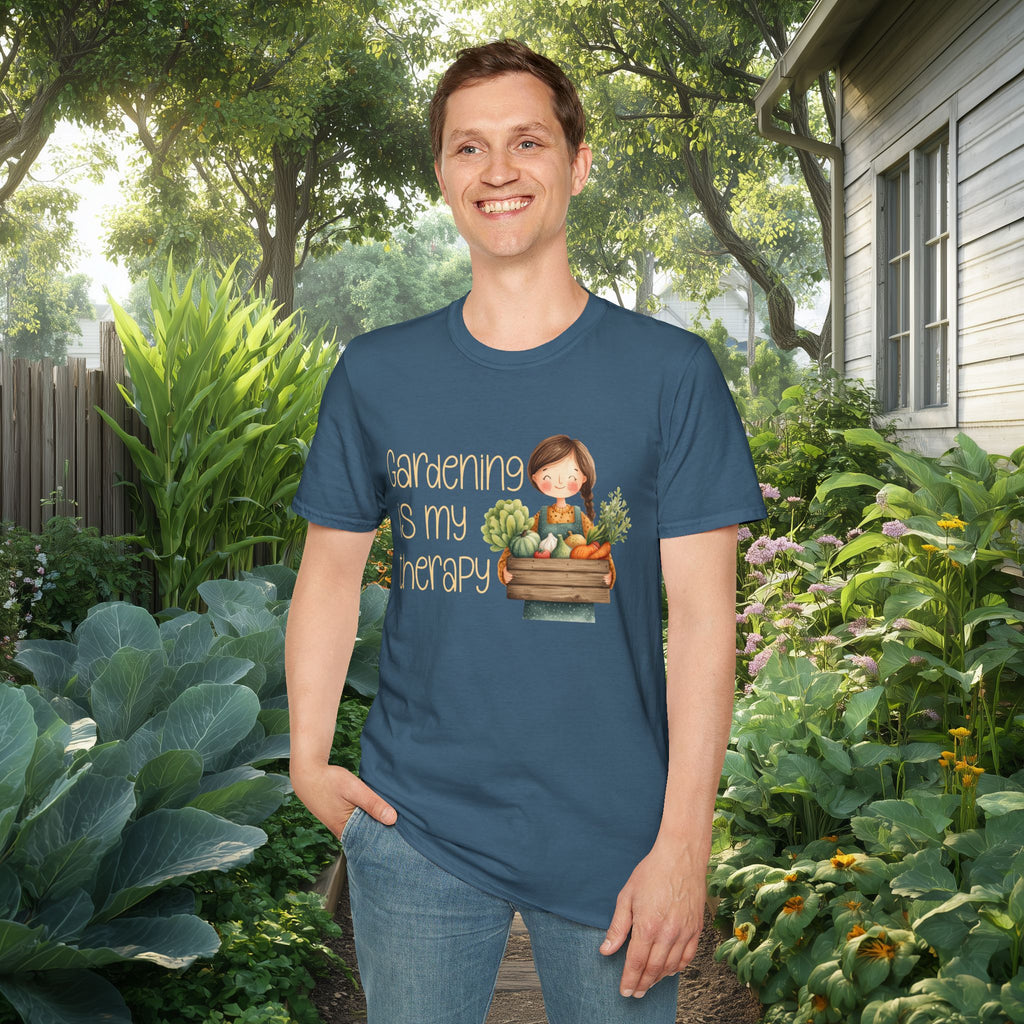 Gardening is My Therapy, Cartoon Gardener T-Shirt