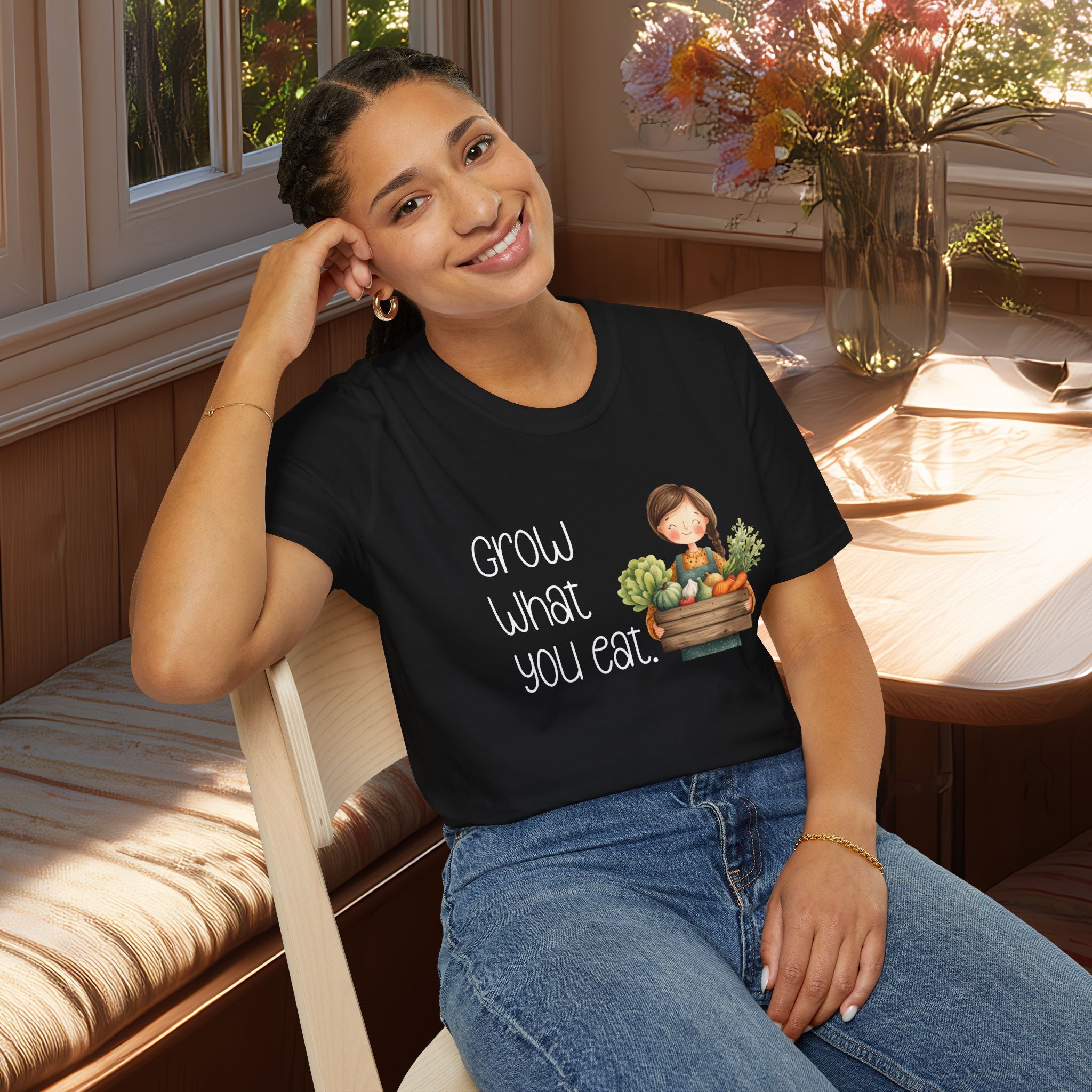 Grow What You Eat, Cartoon Gardener T-Shirt