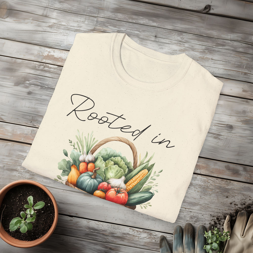 Rooted in Goodness T-Shirt for Gardeners, Nature Lovers, Yoga Enthusiasts