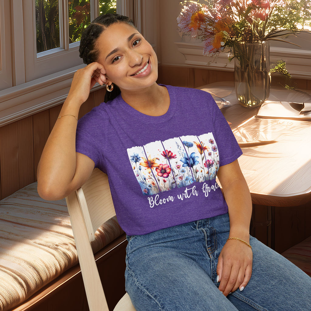 Bloom with Grace  Floral T-shirt for Nature and Flower Lovers