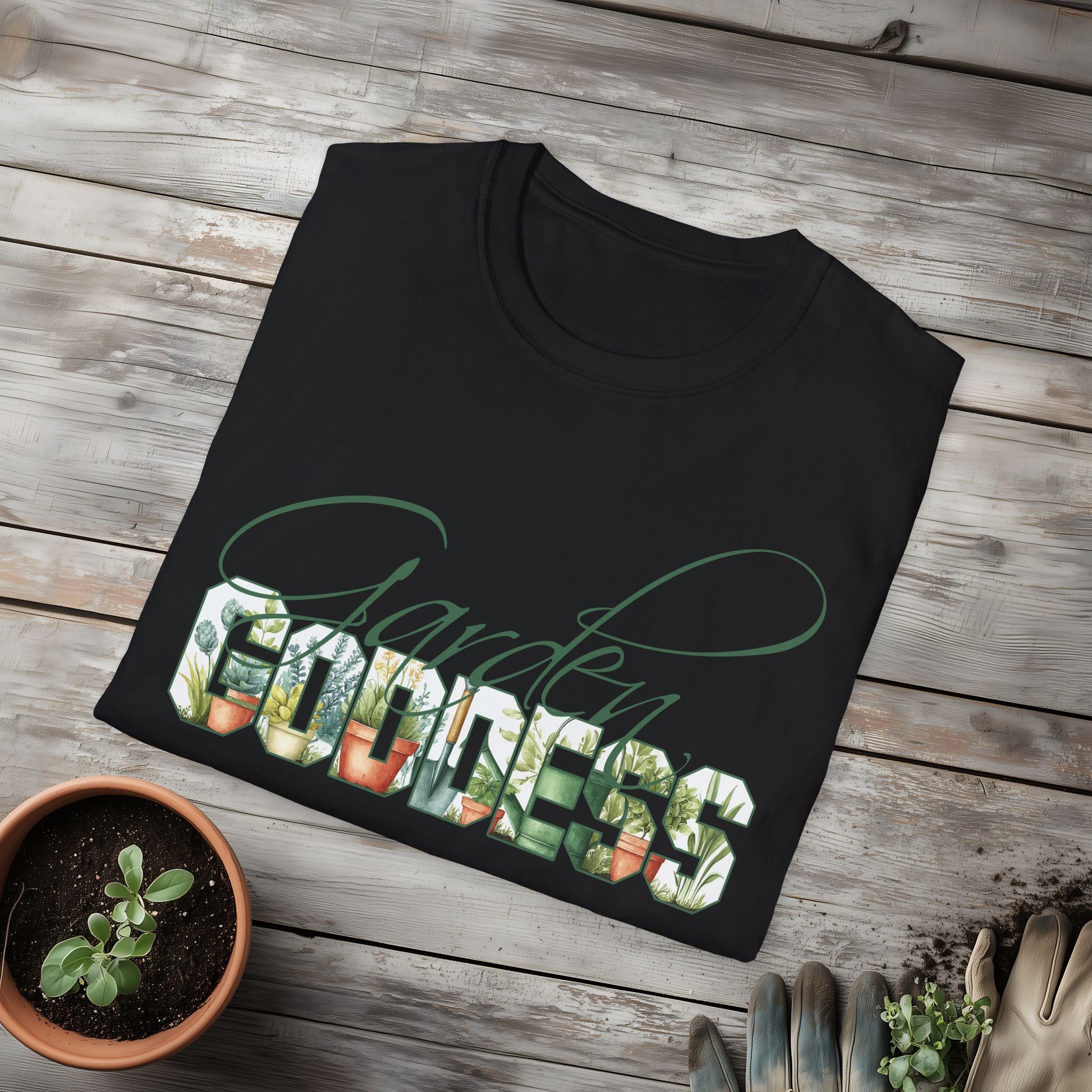 Artistic Garden Goddess T-Shirt for Plant Lovers and Gardeners