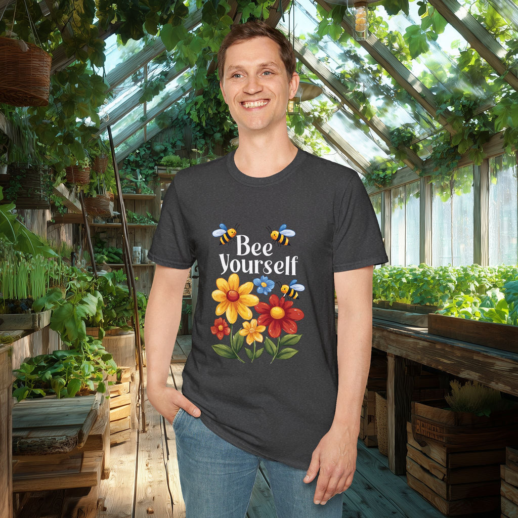 Bee Yourself Cartoon Bees and Flowers T-shirt for Nature and Bee Lovers