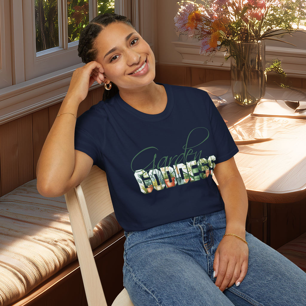 Artistic Garden Goddess T-Shirt for Plant Lovers and Gardeners