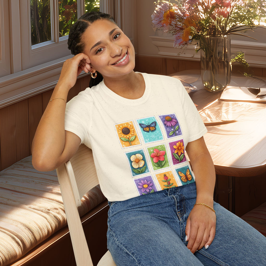 Whimsical 3x3 Floral & Butterfly Stamp Collection T-Shirt