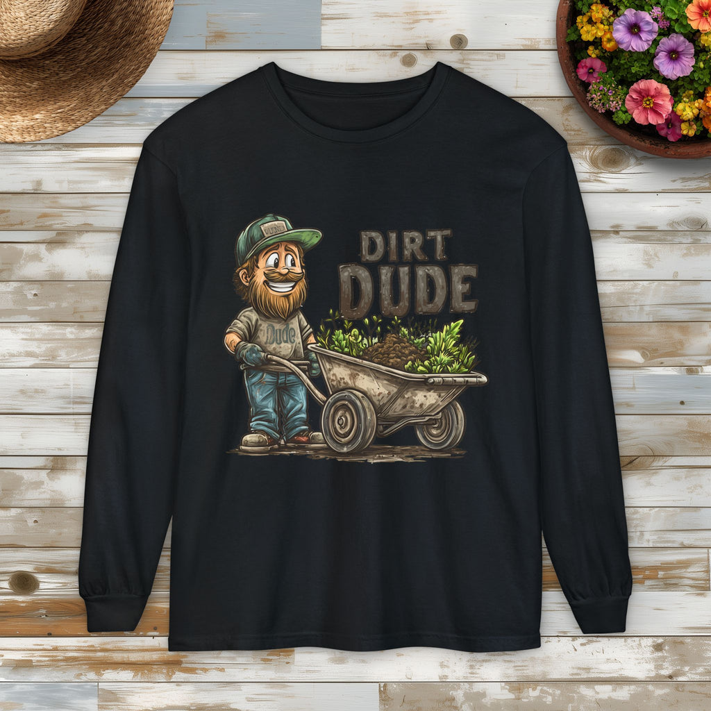 Dirt Dude with Wheelbarrow Long Sleeve Tee