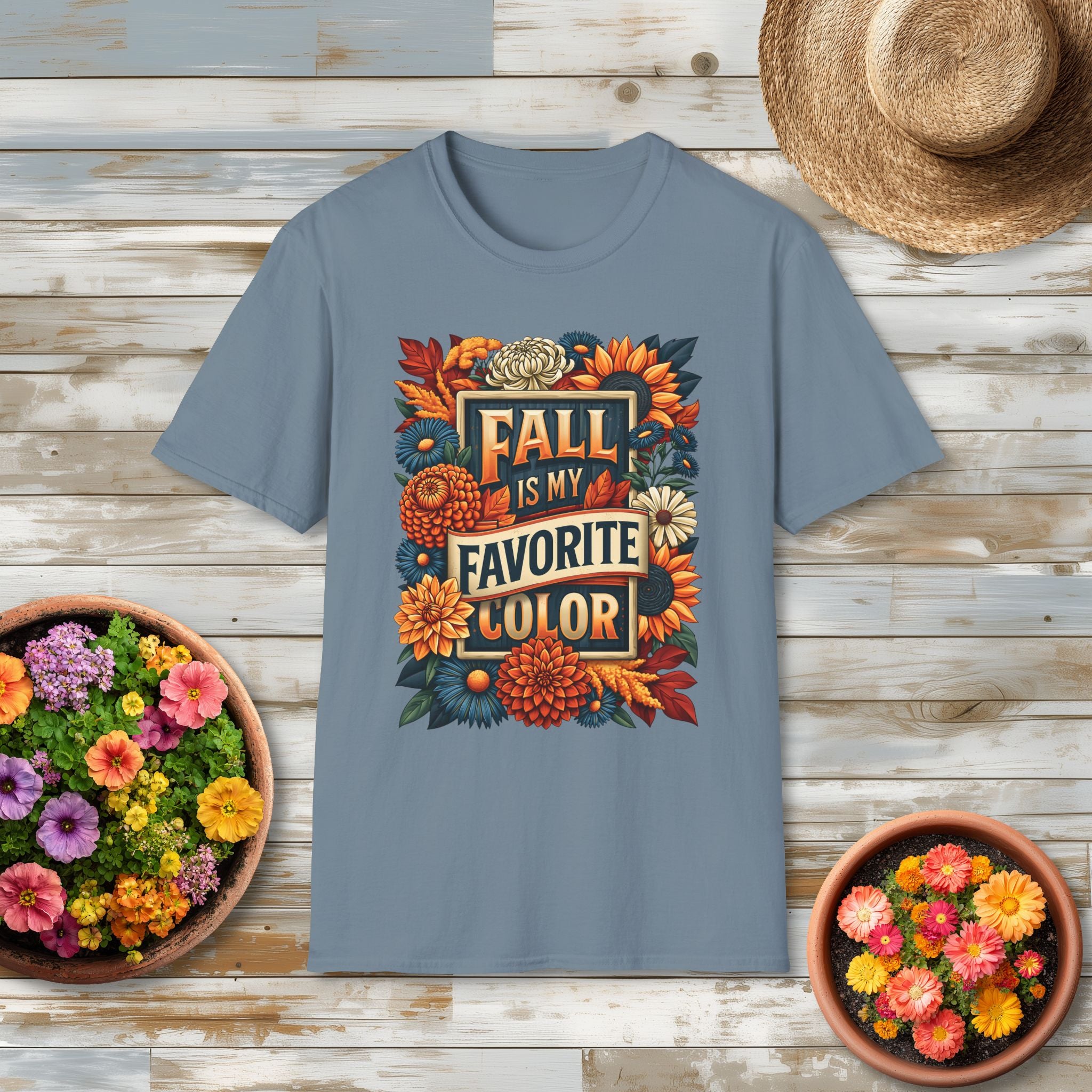 Fall Is My Favorite Color T-Shirt – Vintage Autumn Flowers & Foliage Tee