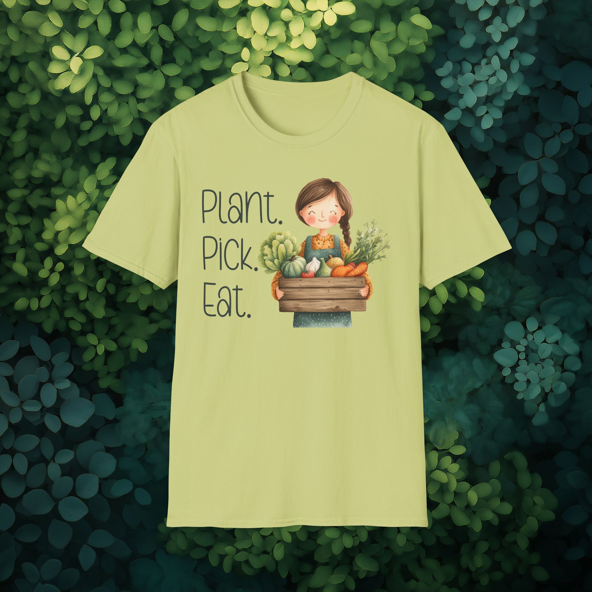 Plant Pick Eat, Cartoon Gardener T-Shirt