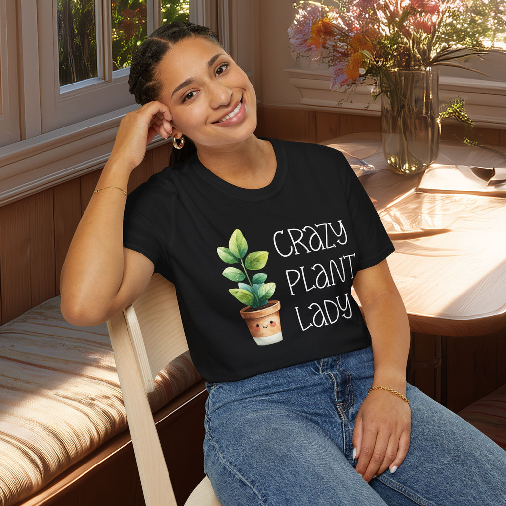Crazy Plant Lady, Cartoon Houseplant T-Shirt