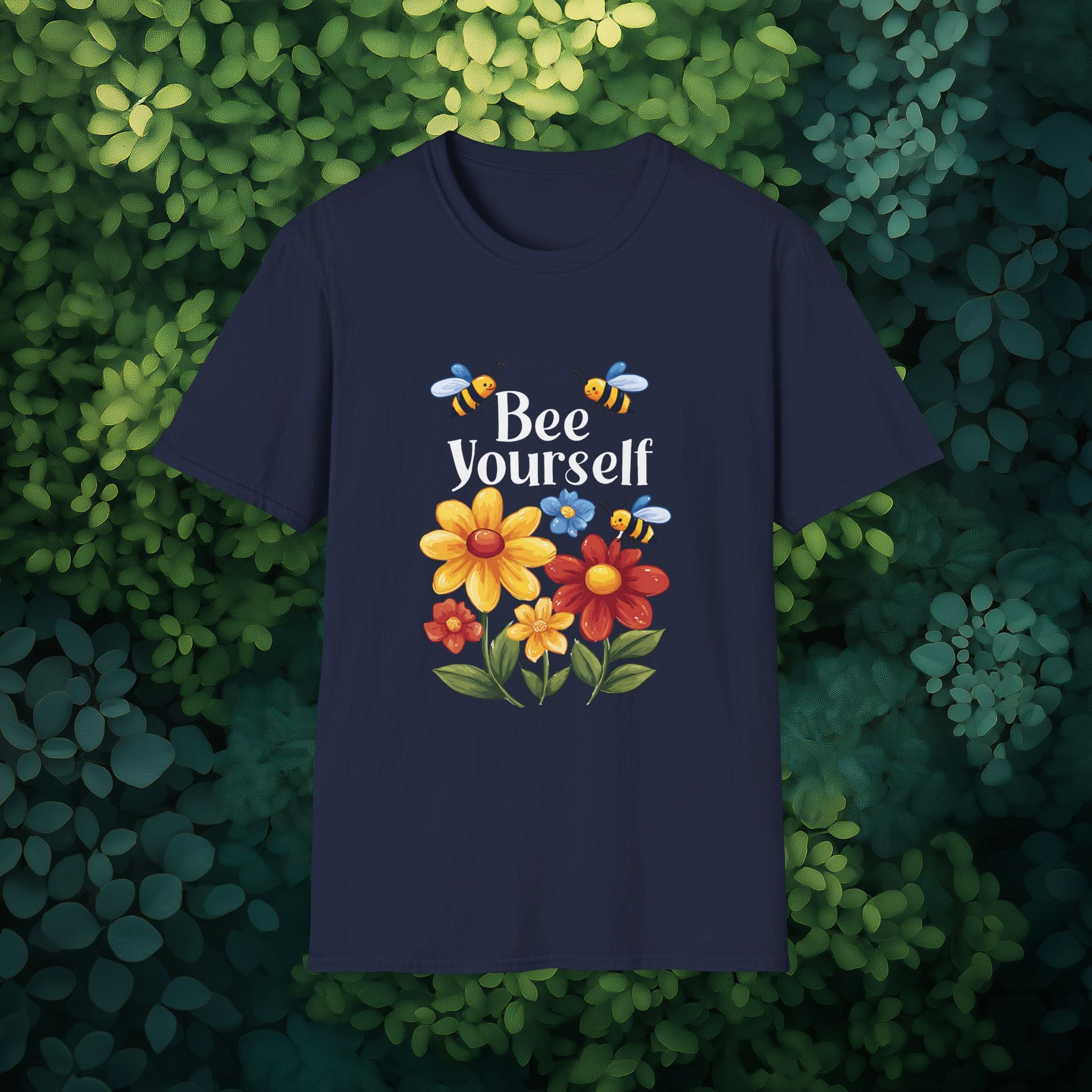 Bee Yourself Cartoon Bees and Flowers T-shirt for Nature and Bee Lovers