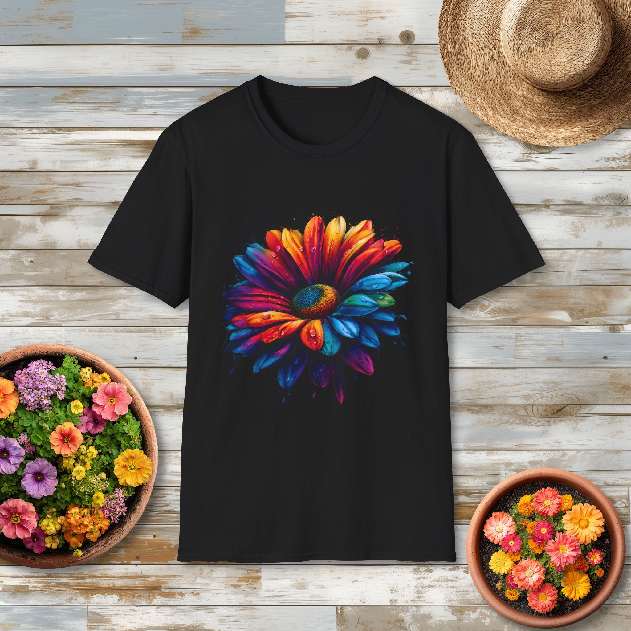 Psychedelic Rainbow Daisy Graphic T-Shirt