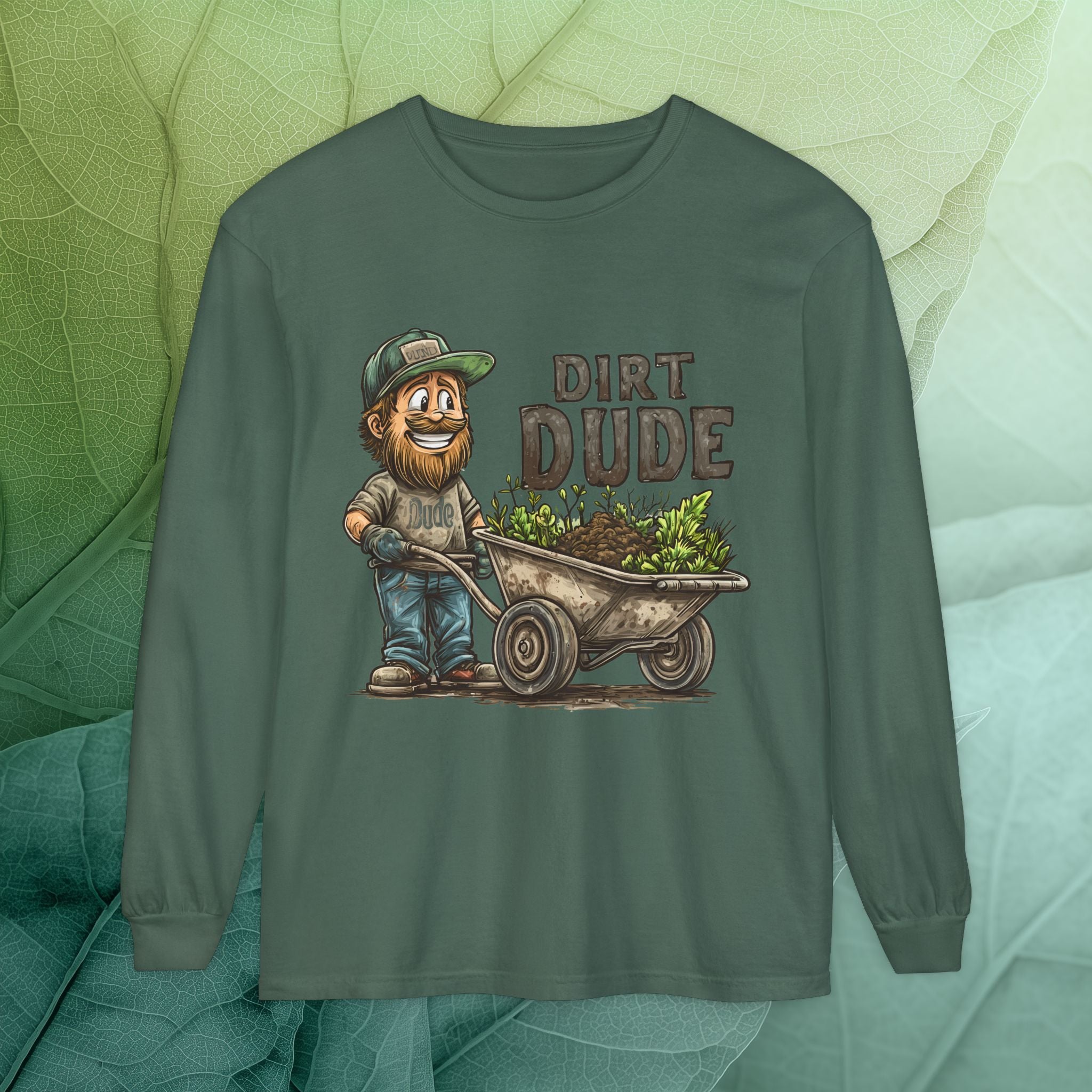 Dirt Dude with Wheelbarrow Long Sleeve Tee