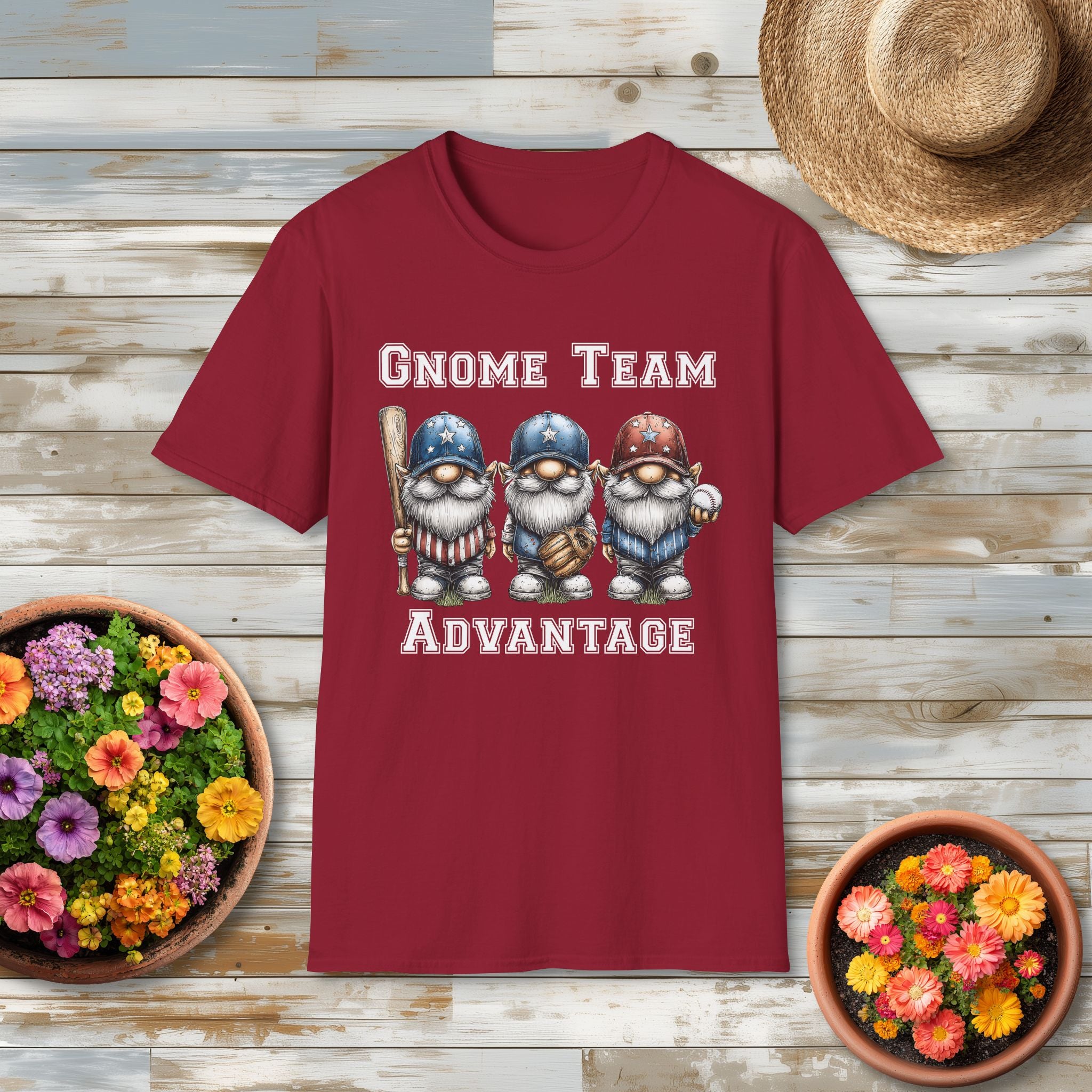 Gnome Team Advantage Patriotic Baseball Gnome T-Shirt