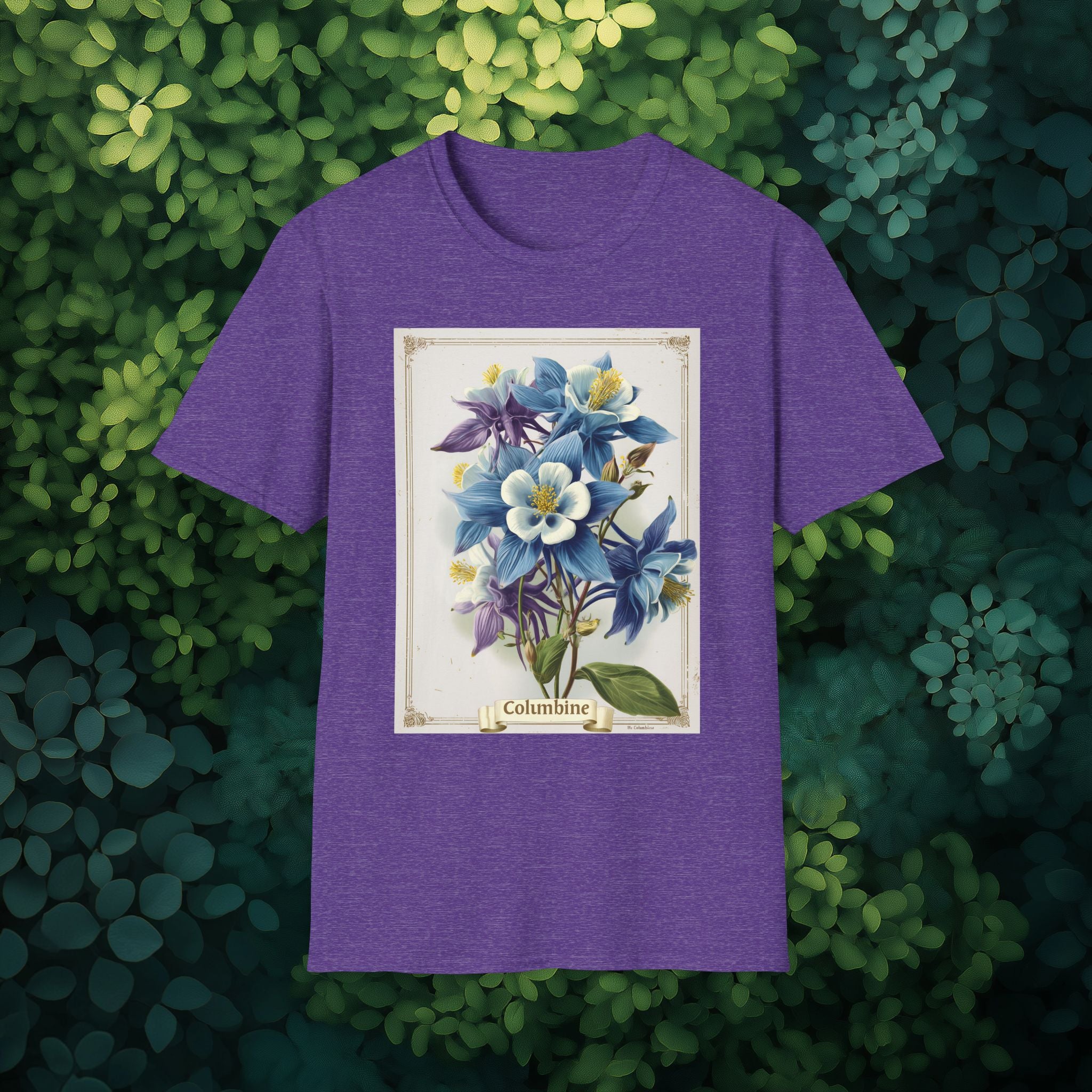 Vintage Columbine Seed Packet Unisex T-Shirt for Gardeners, Nature Lovers, Summer Casual Wear