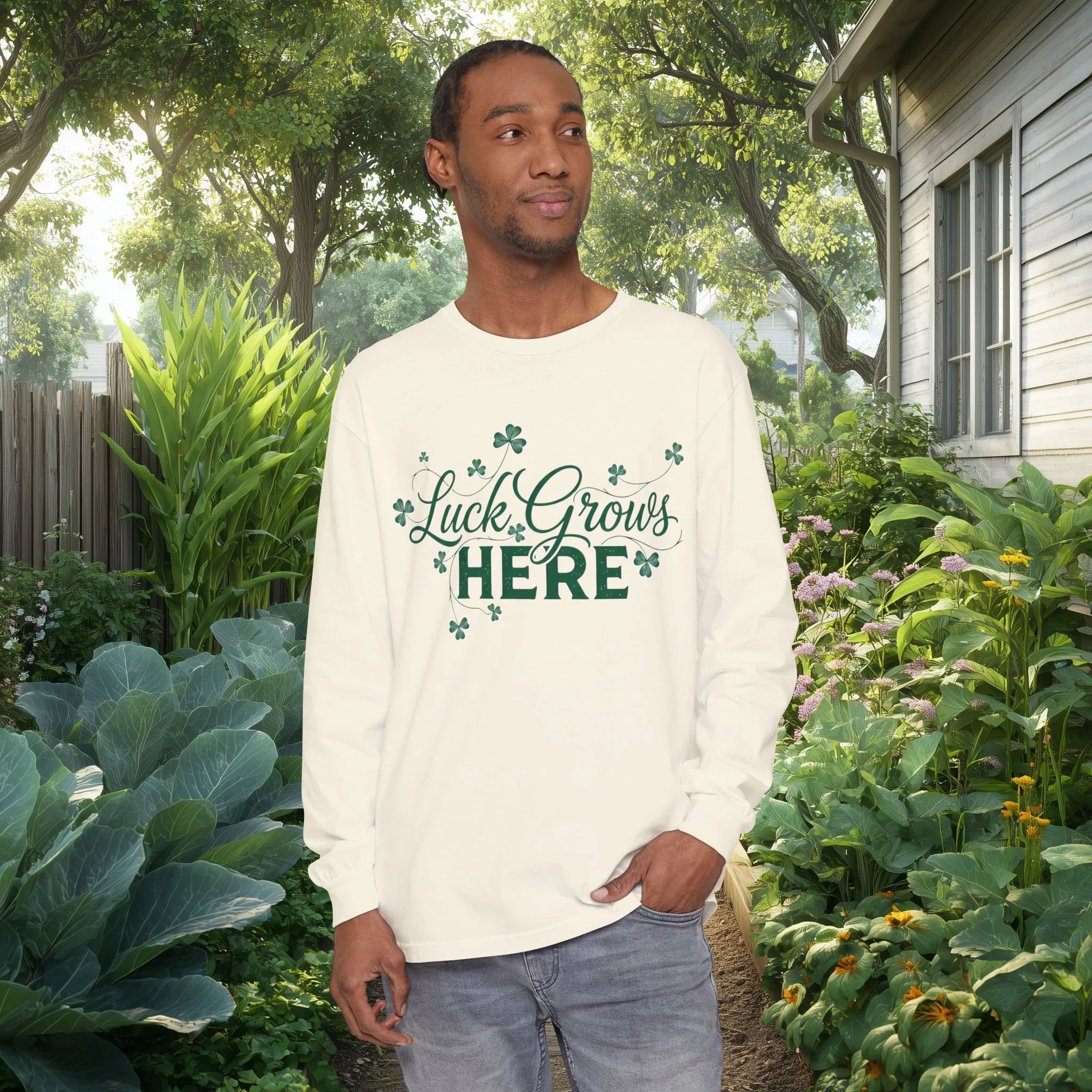 Luck Grows Here Clover Long Sleeve Tee