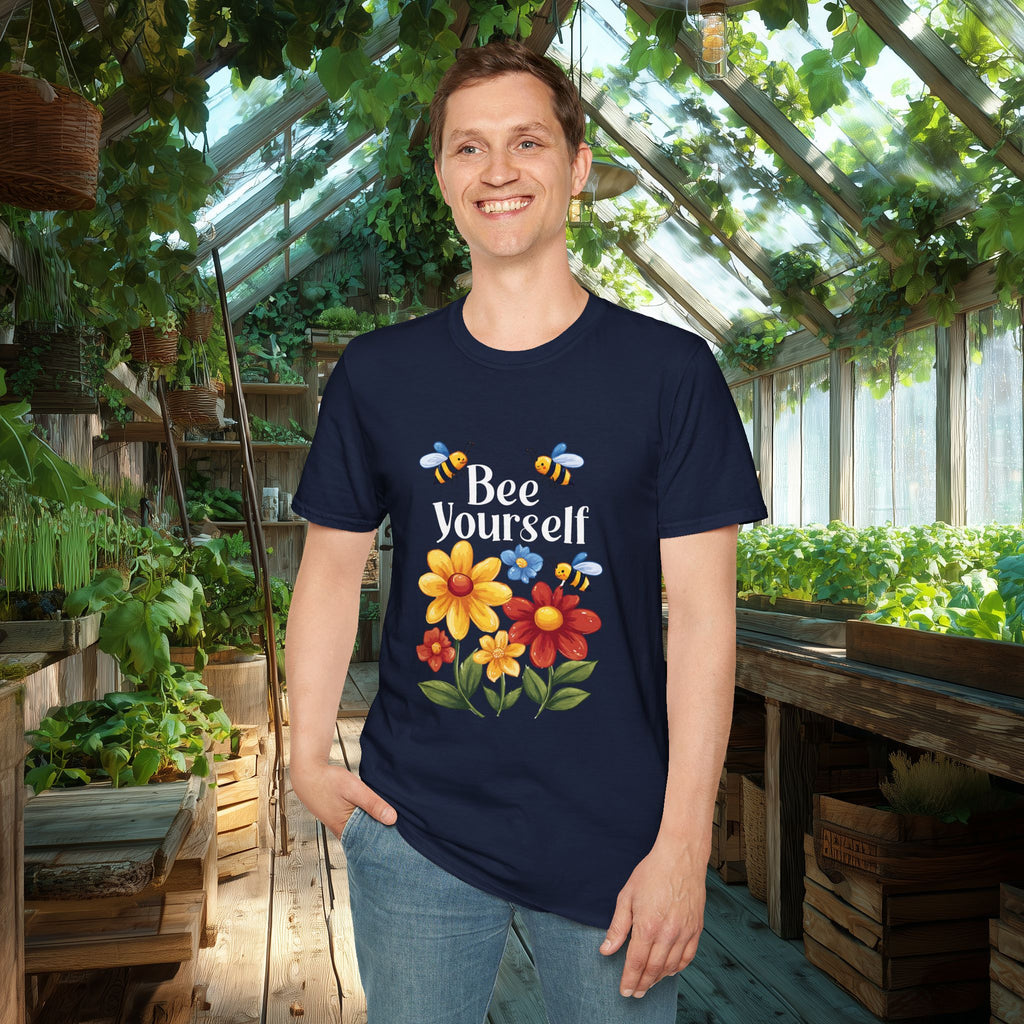 Bee Yourself Cartoon Bees and Flowers T-shirt for Nature and Bee Lovers