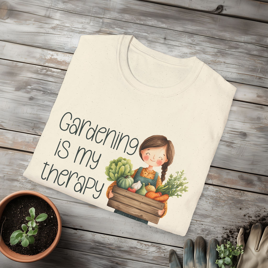 Gardening is My Therapy, Cartoon Gardener T-Shirt