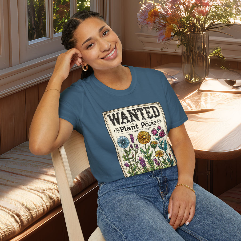 Plant Posse Wanted Poster T-Shirt – Funny Gardening Design