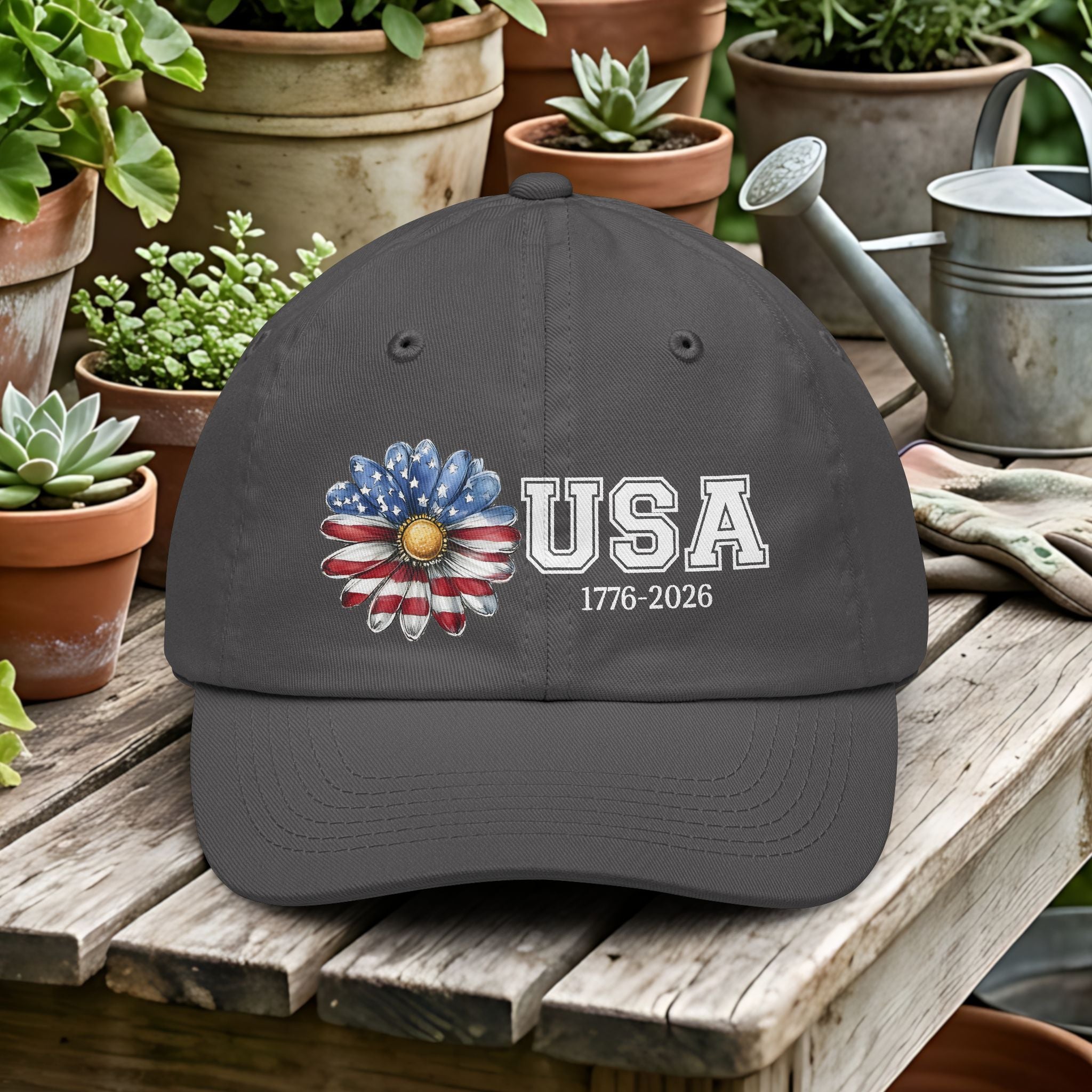 USA Flag Daisy Dad Hat – Patriotic 1776–2026