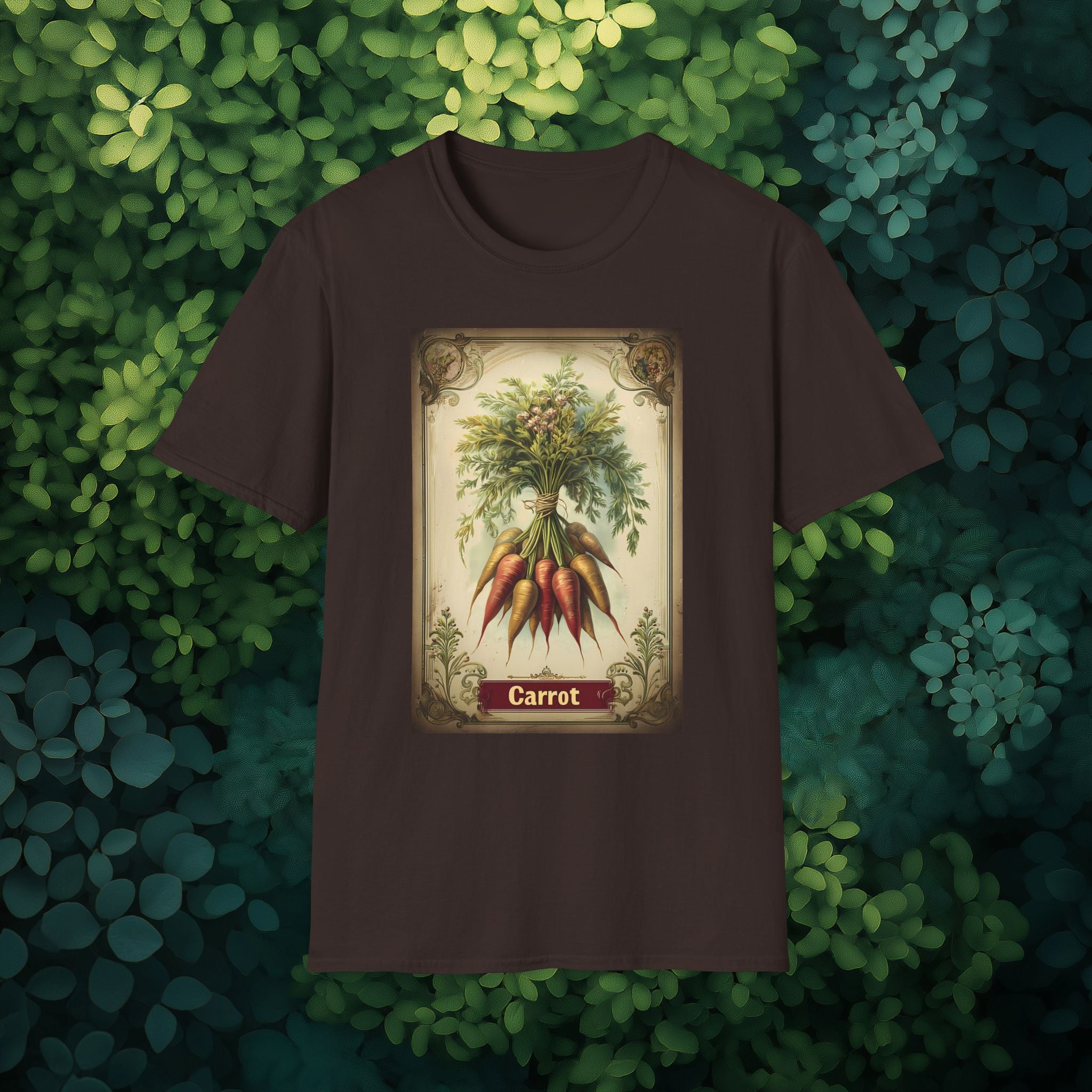 Retro Carrot Vegetable Seed Packet Unisex T-Shirt for Gardeners, Nature Lovers, Summer Casual Wear