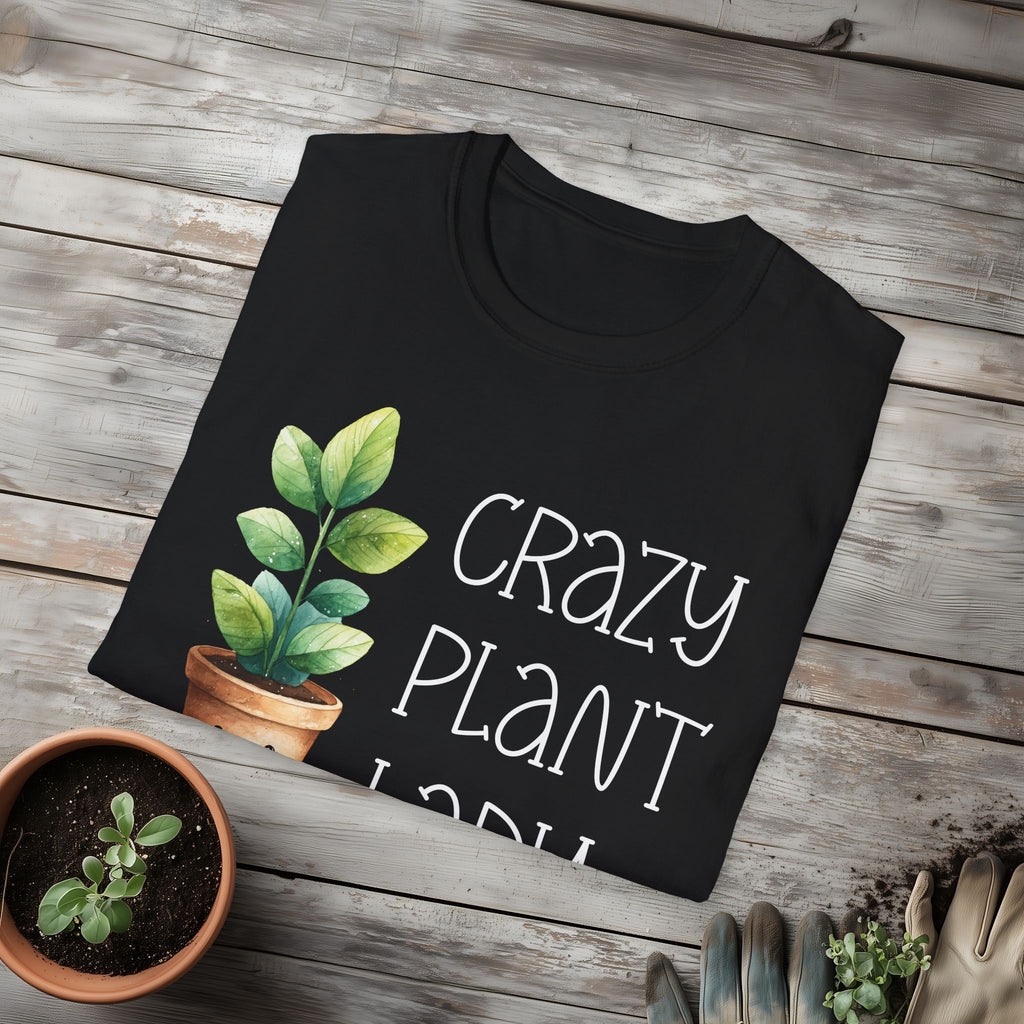 Crazy Plant Lady, Cartoon Houseplant T-Shirt