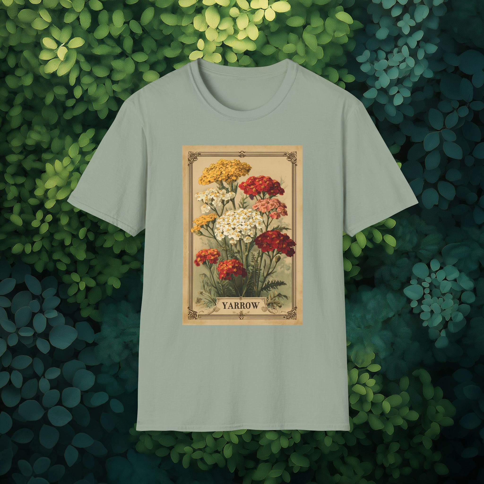 Retro Yarrow Seed Packet Unisex T-Shirt for Gardeners, Nature Lovers, Summer Casual Wear