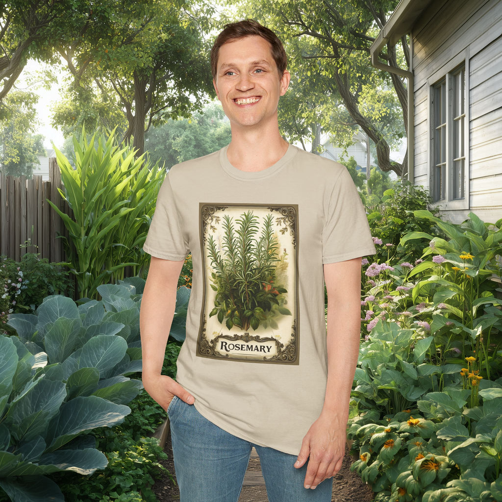 Retro Rosemary Herb Seed Packet Unisex T-Shirt for Gardeners, Nature Lovers, Summer Casual Wear