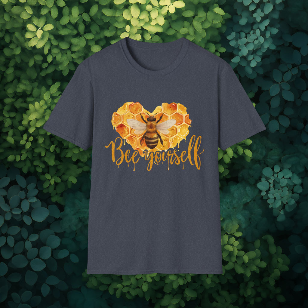Sweet Honeycomb Heart Bee Yourself Unisex T-Shirt for Gardeners, Nature Lovers, Bee Enthusiasts