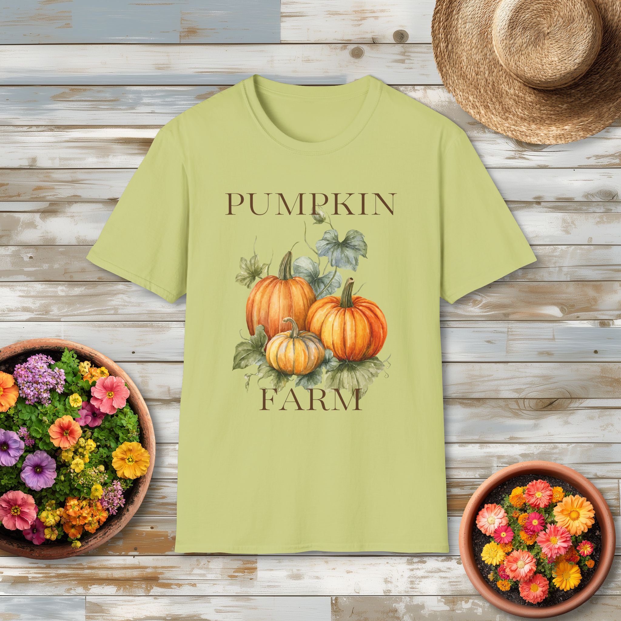 Autumn Pumpkin Farm Watercolor Shirt with Vintage Farm Style