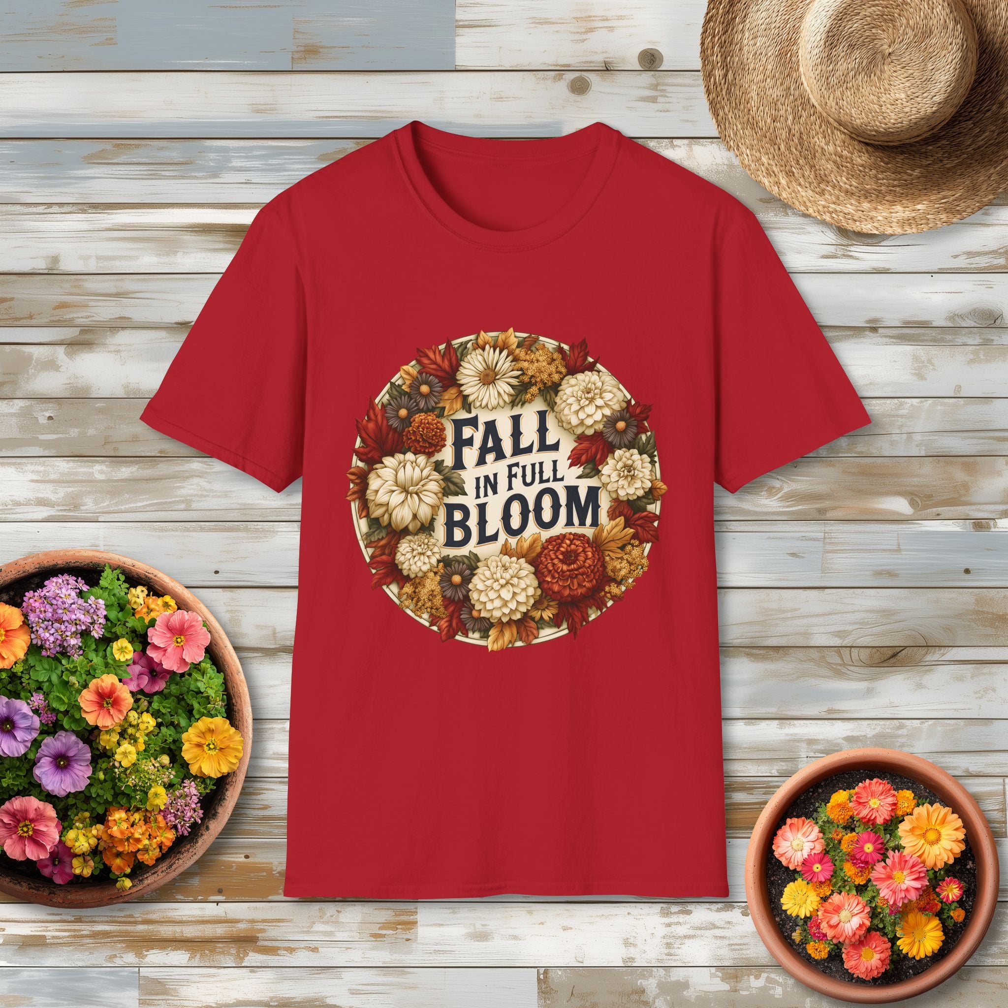 Fall in Full Bloom Floral T-Shirt – Colorful Autumn Garden Tee