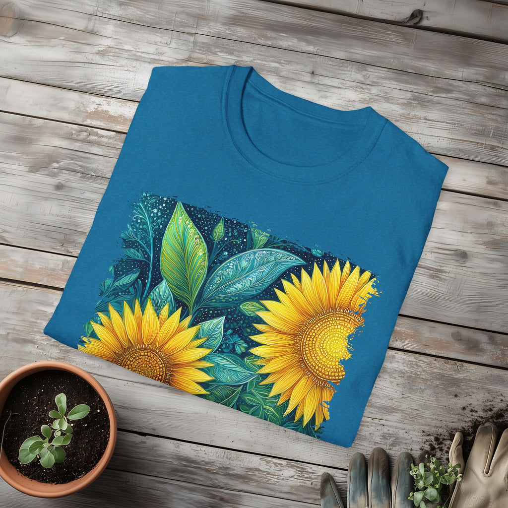 Whimsical Sunflower Garden T-Shirt for Plant Lovers and Gardeners