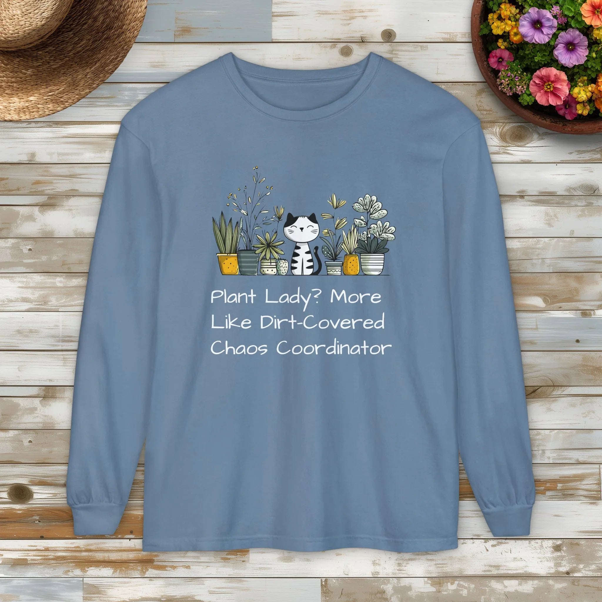 Plant Lady Chaos Coordinator - Cat & Plants Long Sleeve Tee