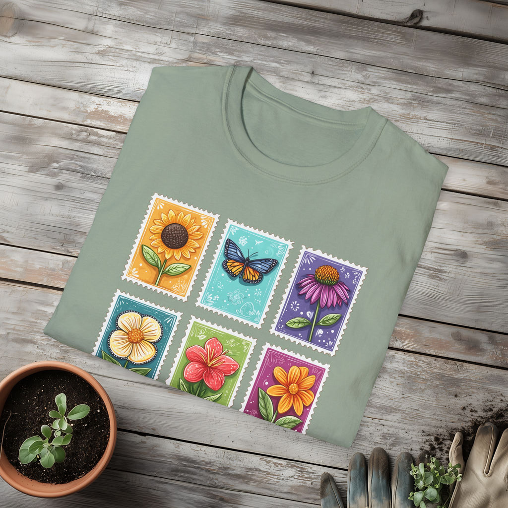 Whimsical 3x3 Floral & Butterfly Stamp Collection T-Shirt