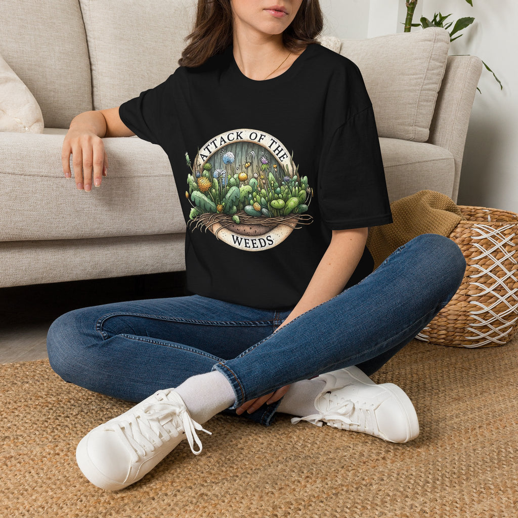 Attack of the Weeds T-Shirt – Retro Gardening Humor Emblem Tee